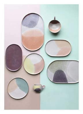HK living Set of 2 dessert plates, Color: LIGHT GRAY/ YELLOW/ LIGHT PINK (Image 1)