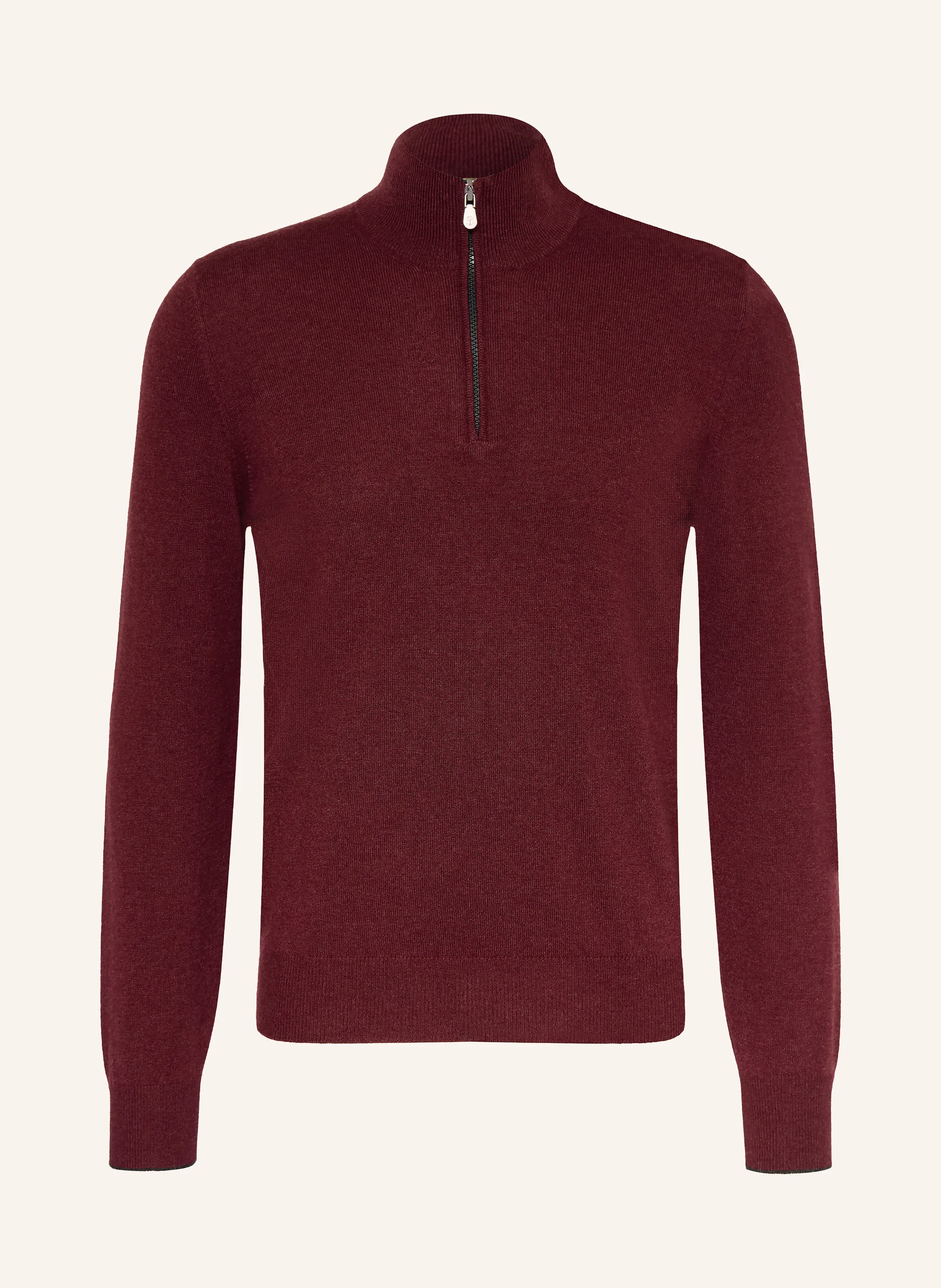 BRUNELLO CUCINELLI Cashmere half-zip sweater in dark red