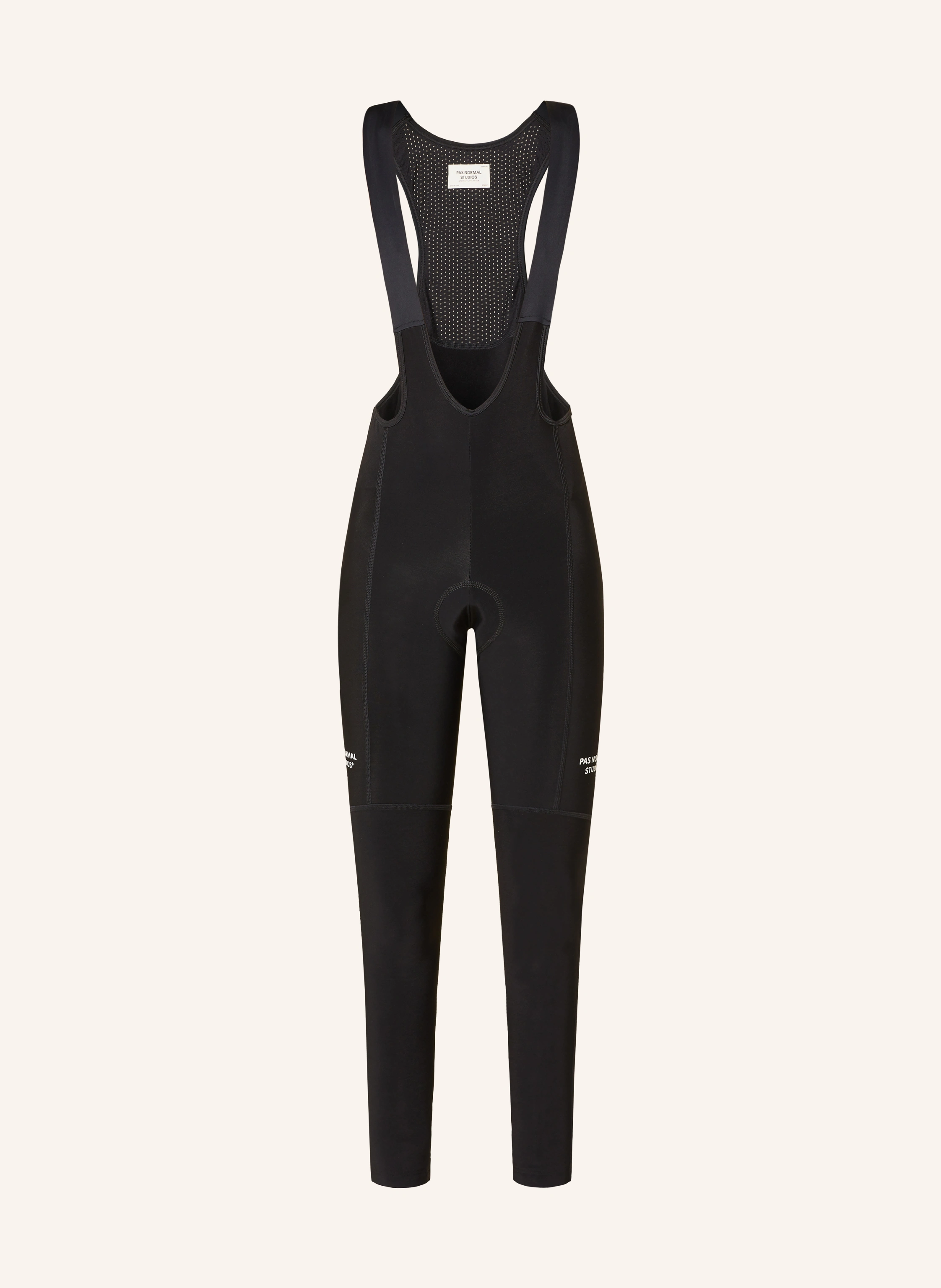 PAS NORMAL STUDIOS ESSENTIAL THERMAL LONG thermal cycling shorts with straps and padded insert: BLACK