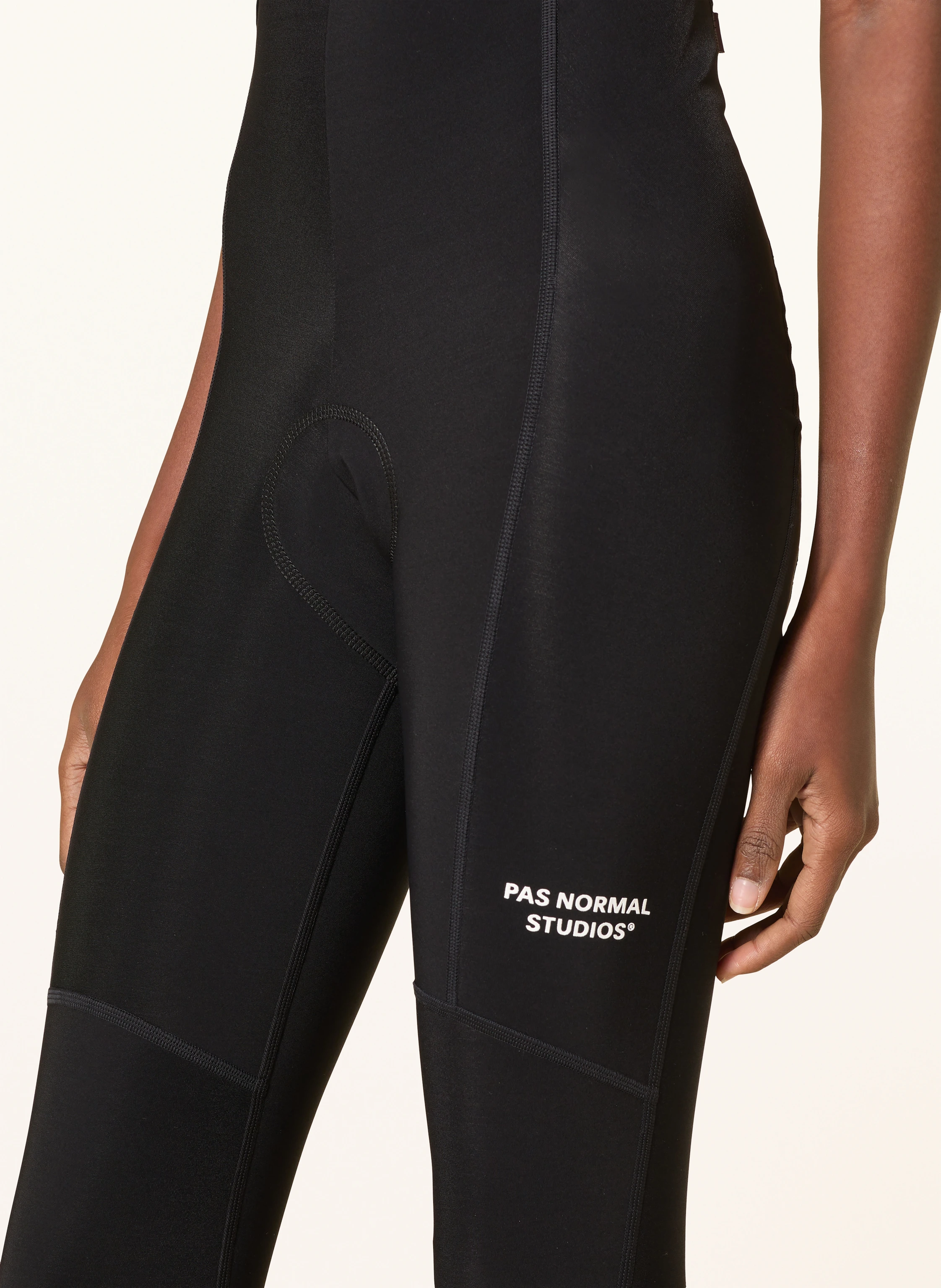 PAS NORMAL STUDIOS ESSENTIAL THERMAL LONG thermal cycling shorts with straps and padded insert: BLACK