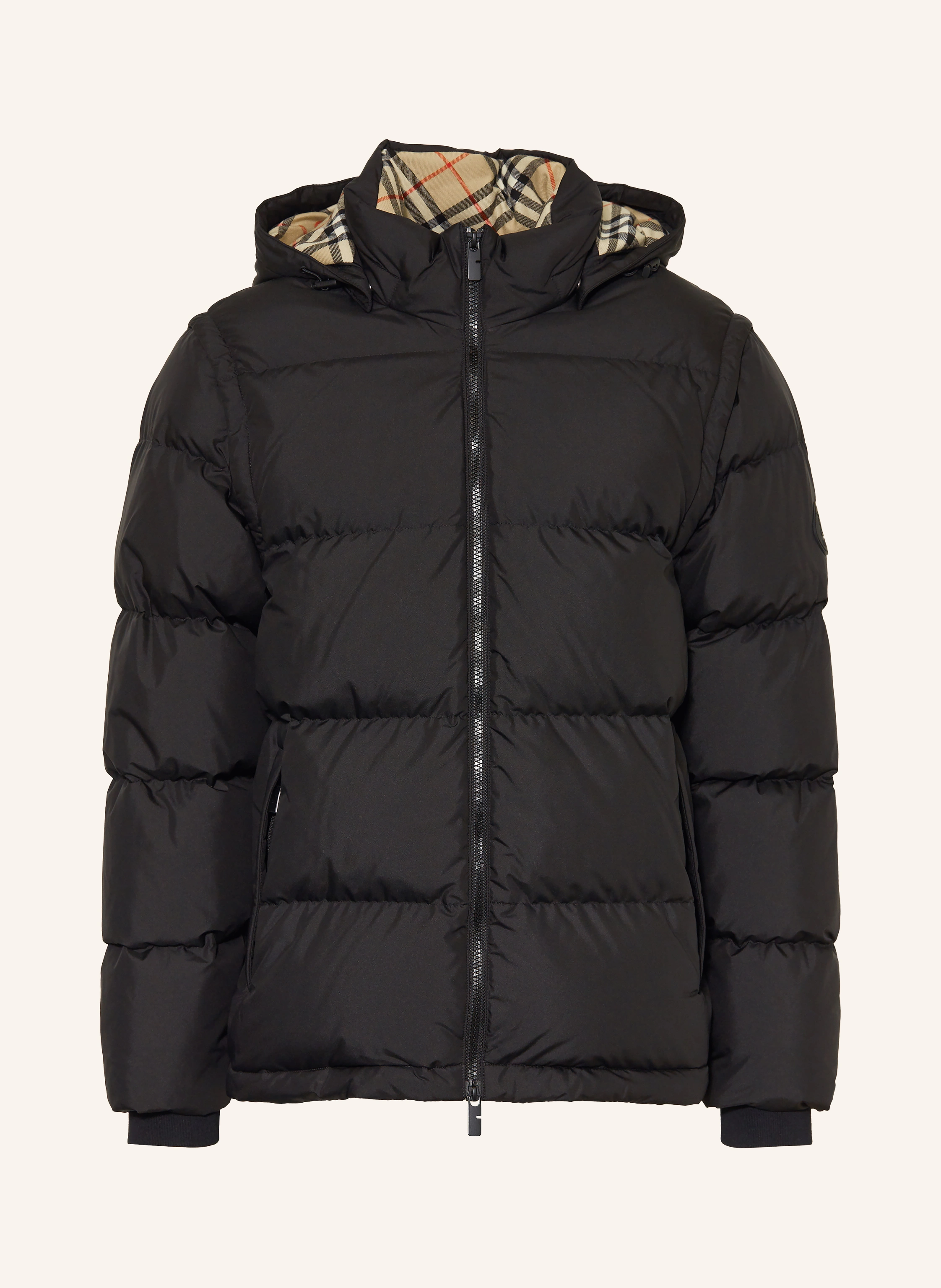 BURBERRY BIDEFORD down jacket with detachable sleeves in black