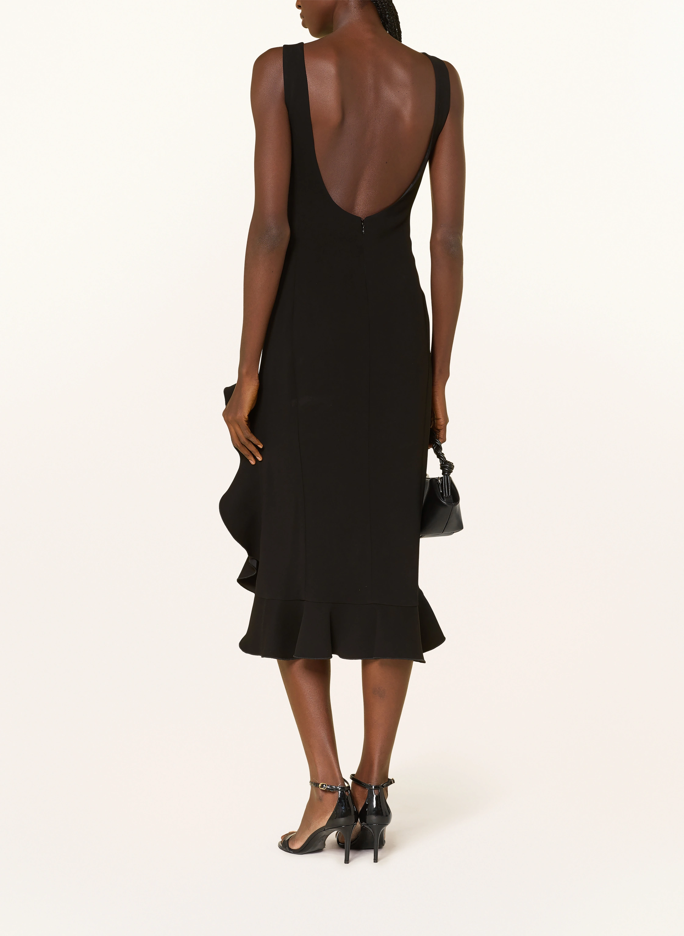 pinko black dress Mini dress with structured shoulders and chain main image 0