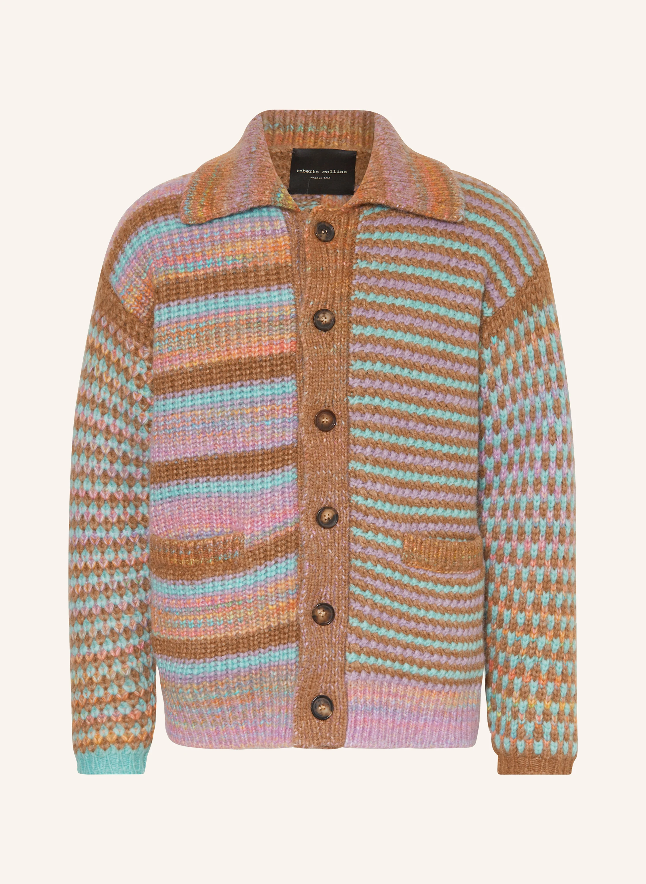 roberto collina Cardigan with alpaca in camel / pink / purple