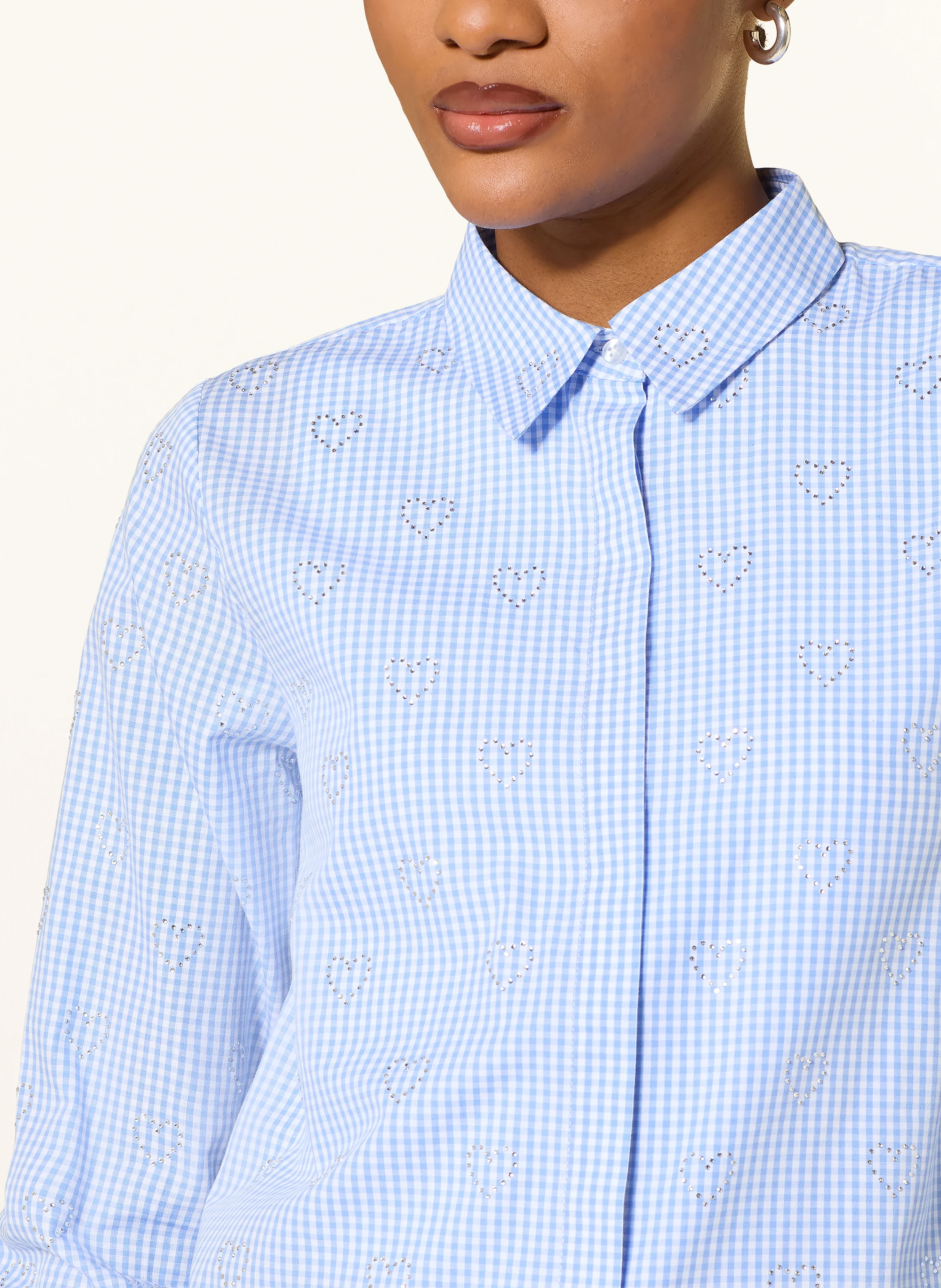 Princess GOES HOLLYWOOD Shirt blouse with gemstones: LIGHT BLUE / SILVER / WHITE
