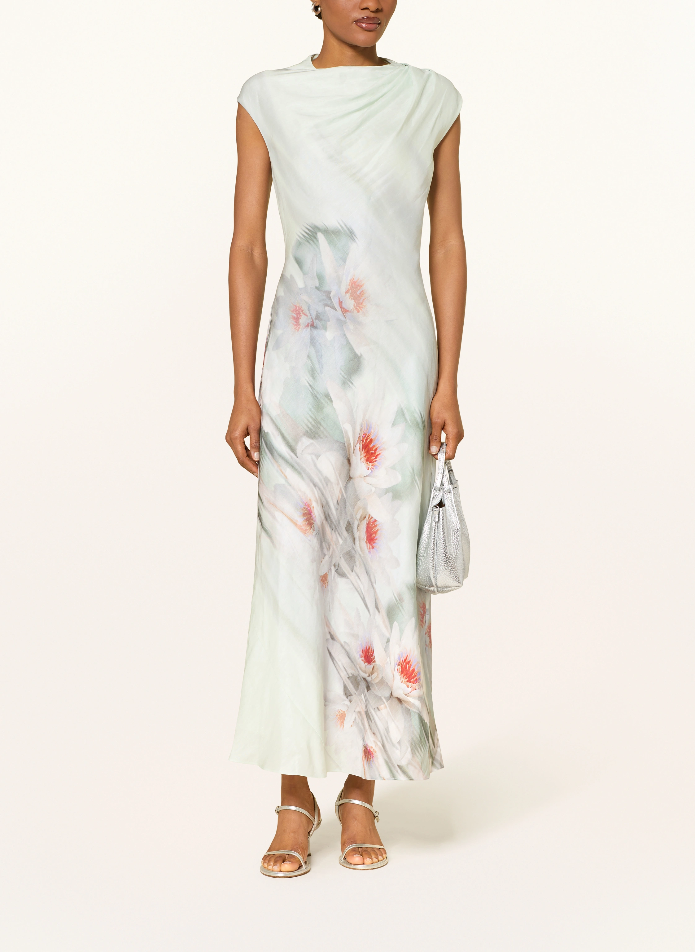 TED BAKER SHAYYLA Linen Dress in mint / red / green