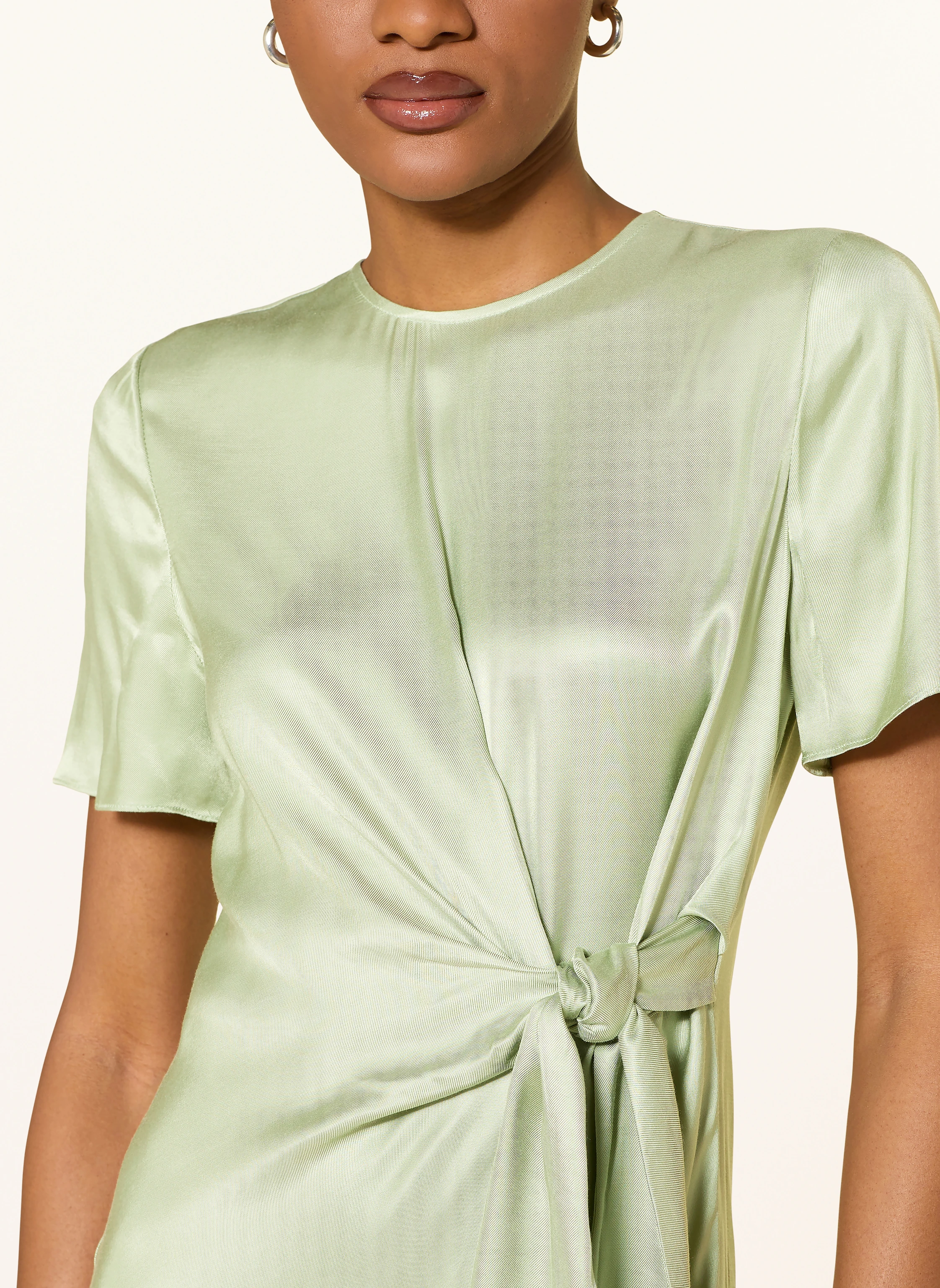 ted baker green satin dress TED BAKER FLOREZI Satin Wrap Dress in light green