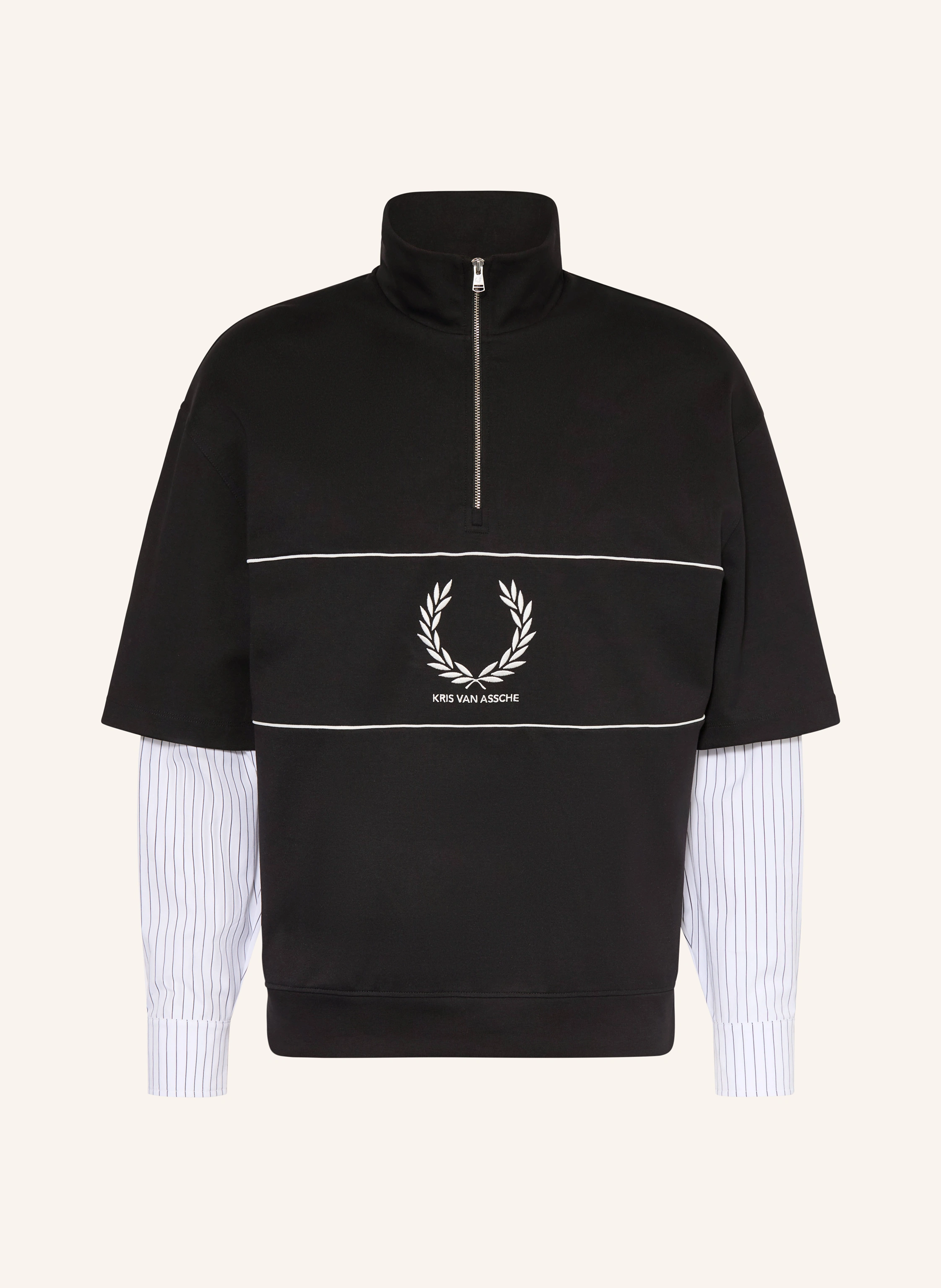 FRED PERRY Sweat-Troyer im Materialmix Kris van Assche × FRED 