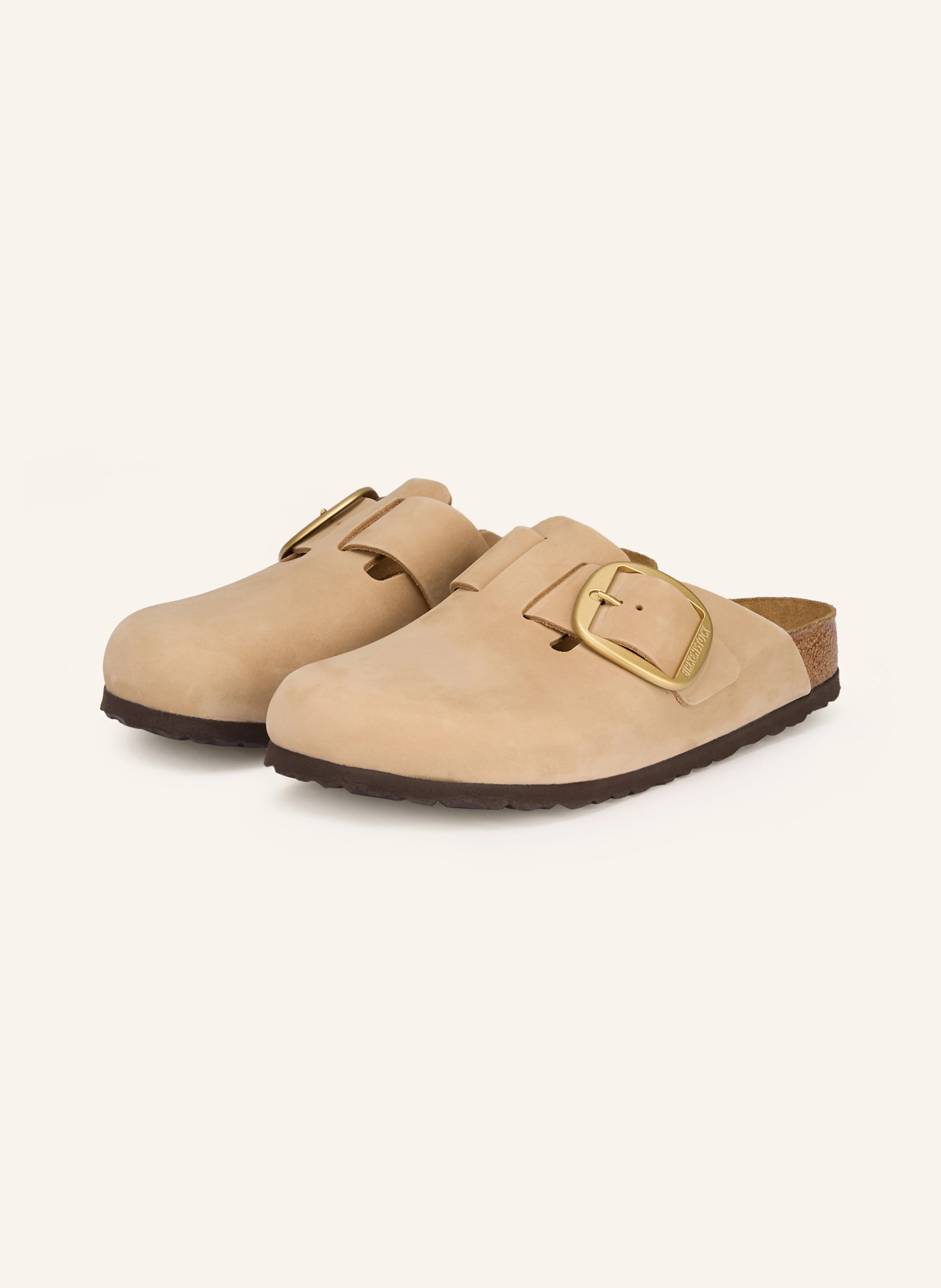 BIRKENSTOCK BOSTON BIG BUCKLE mules in camel