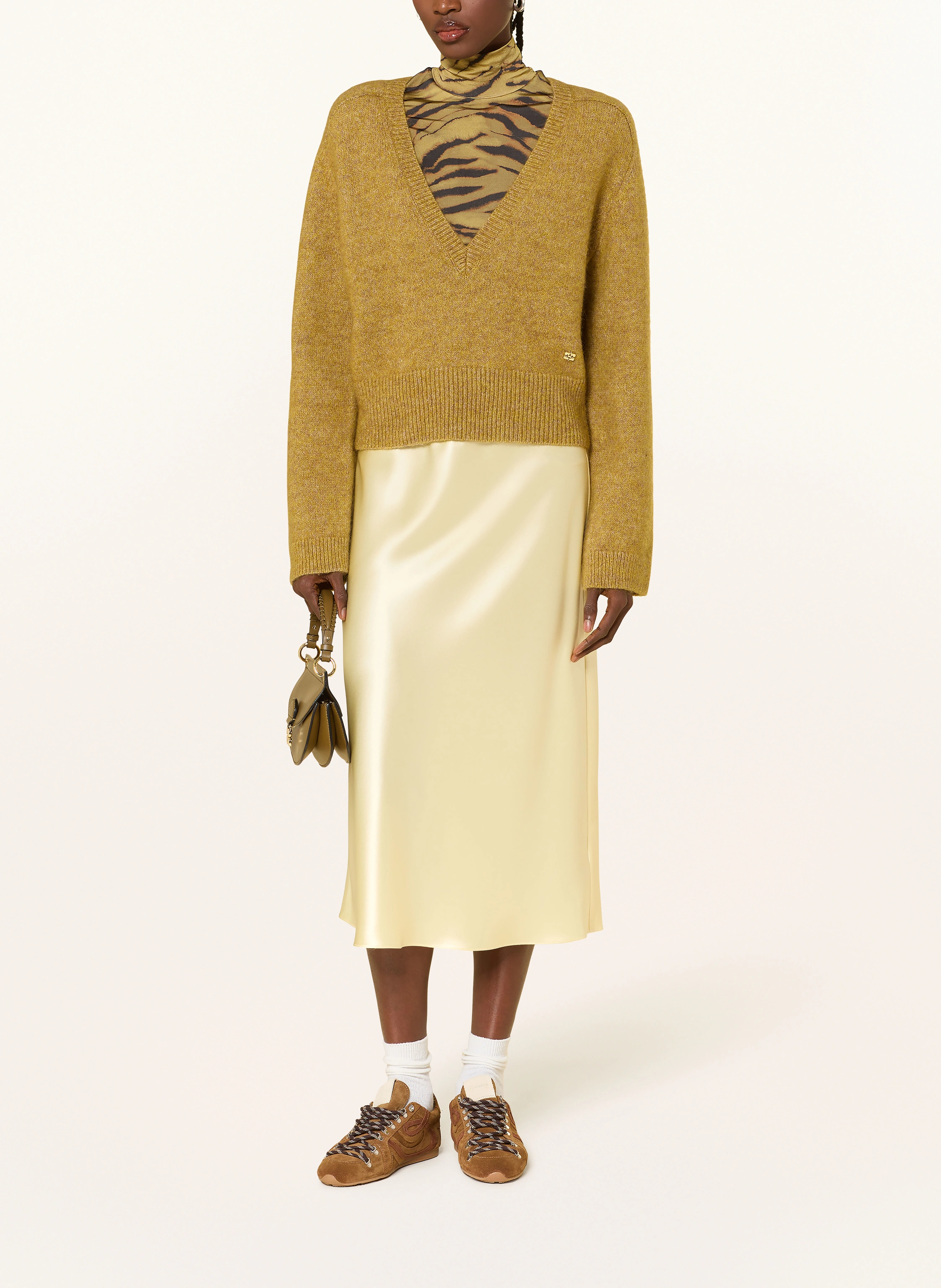 MRS & HUGS satin skirt: LIGHT YELLOW
