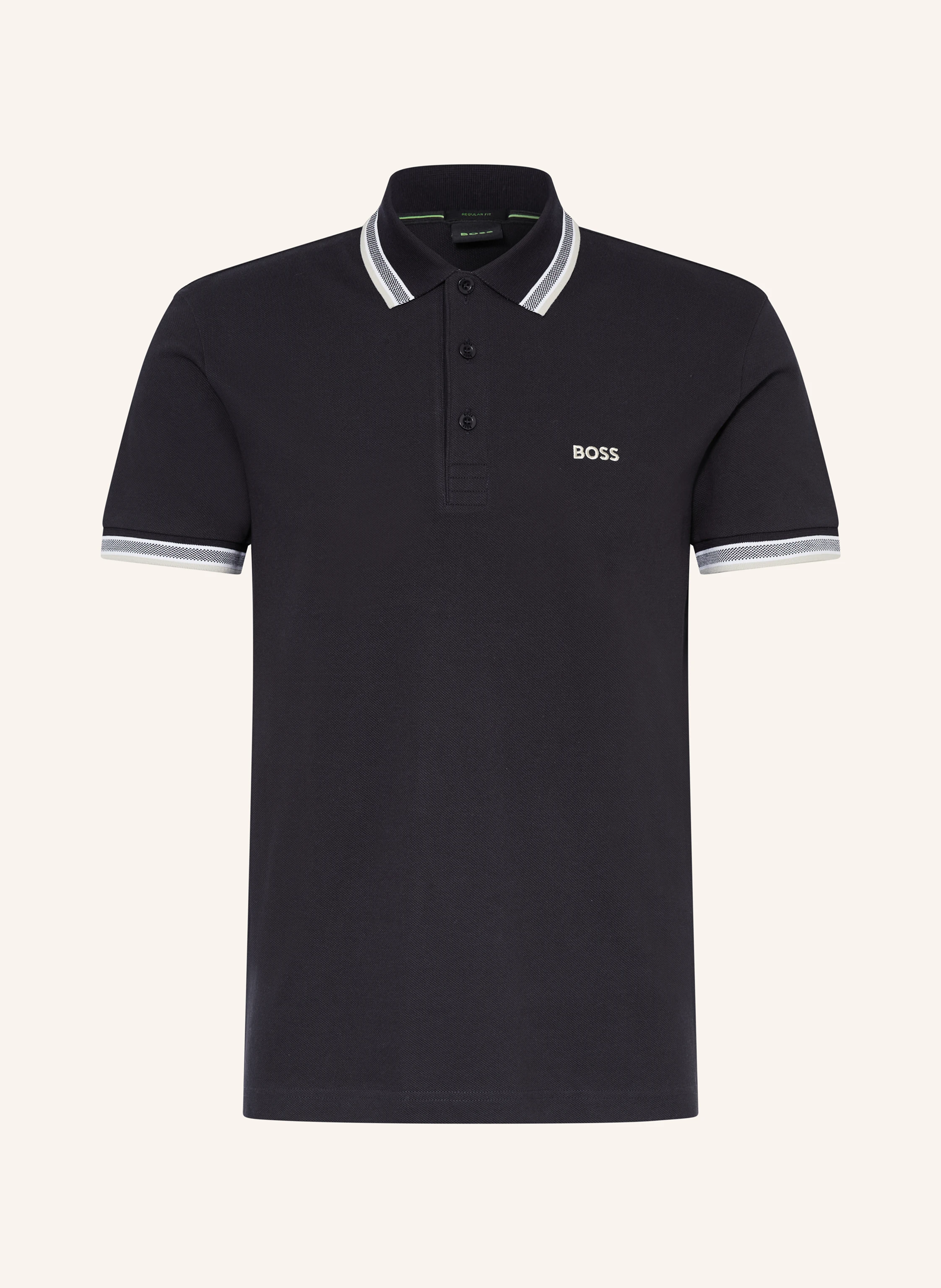 BOSS Tricou polo piqué PADDY CURVED, croială regulară: ALBASTRU ÎNCHIS