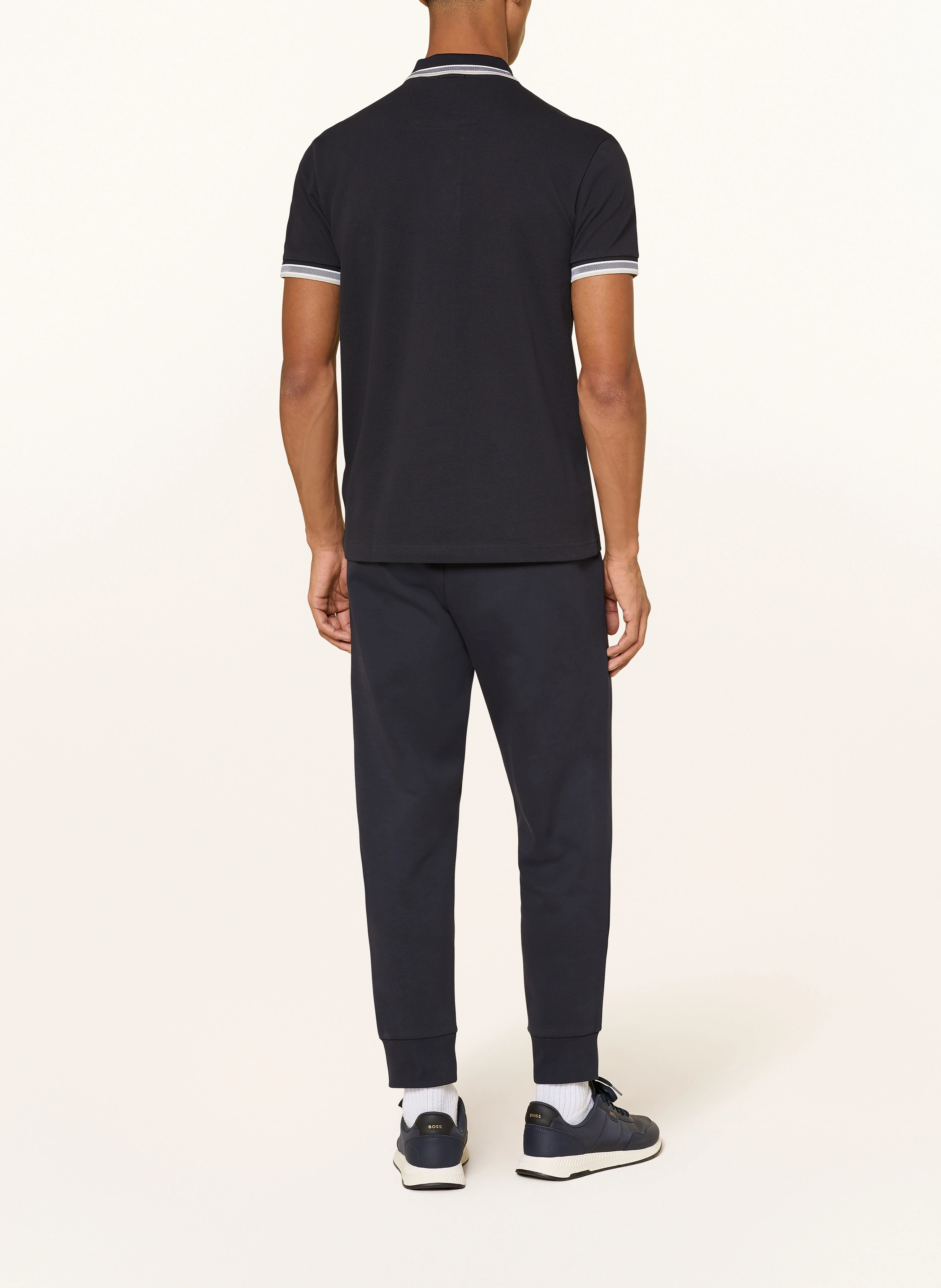 BOSS Tricou polo piqué PADDY CURVED, croială regulară: ALBASTRU ÎNCHIS