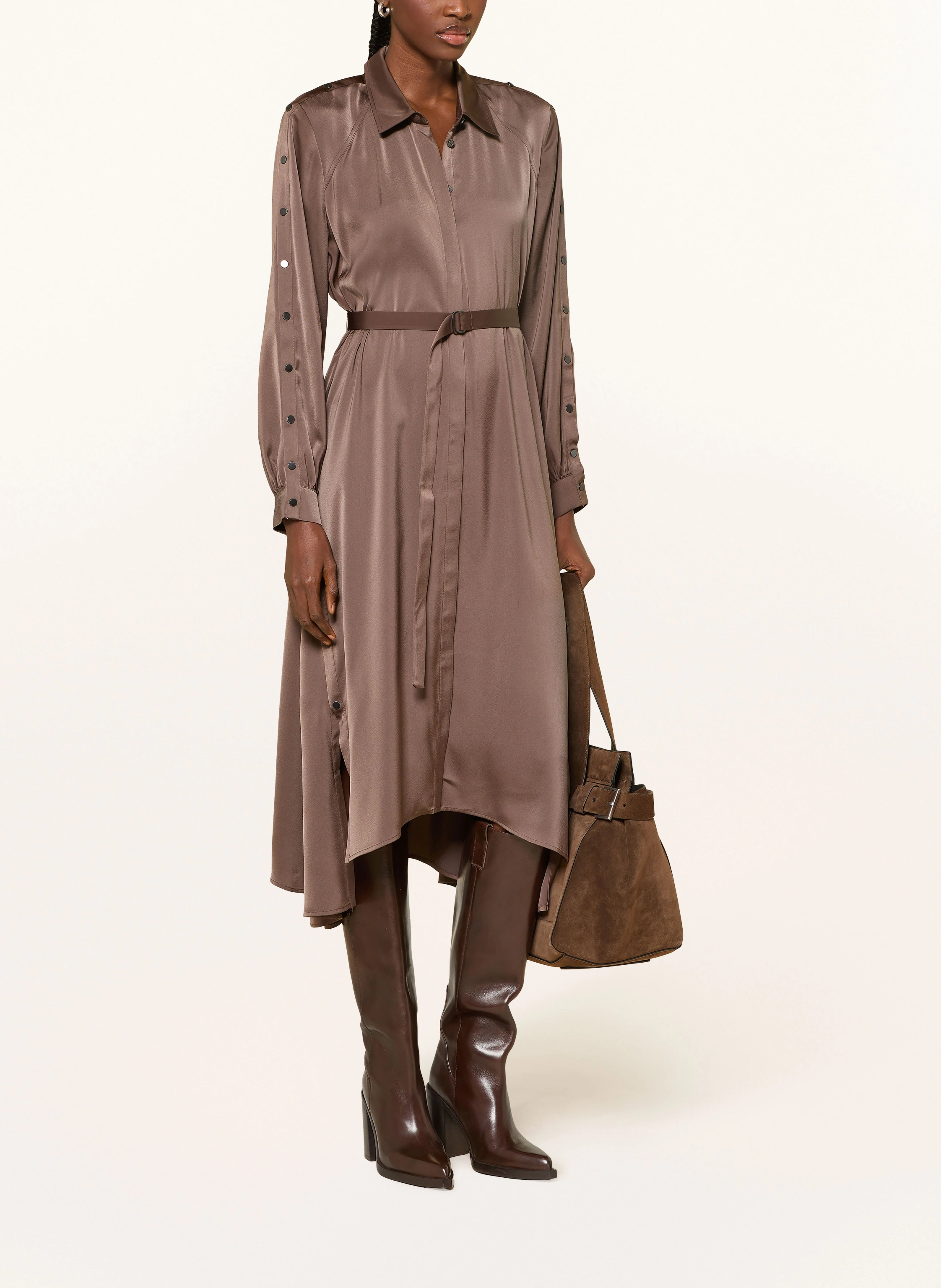 ALLSAINTS LEXI-kjoleskjorte i satin: TAUPE