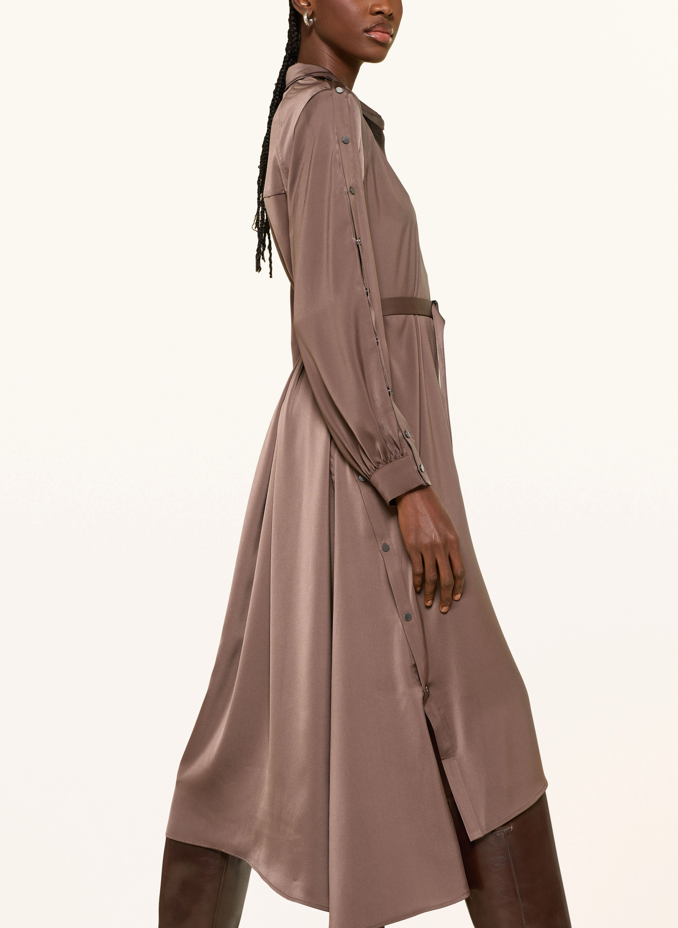 ALLSAINTS LEXI-kjoleskjorte i satin: TAUPE