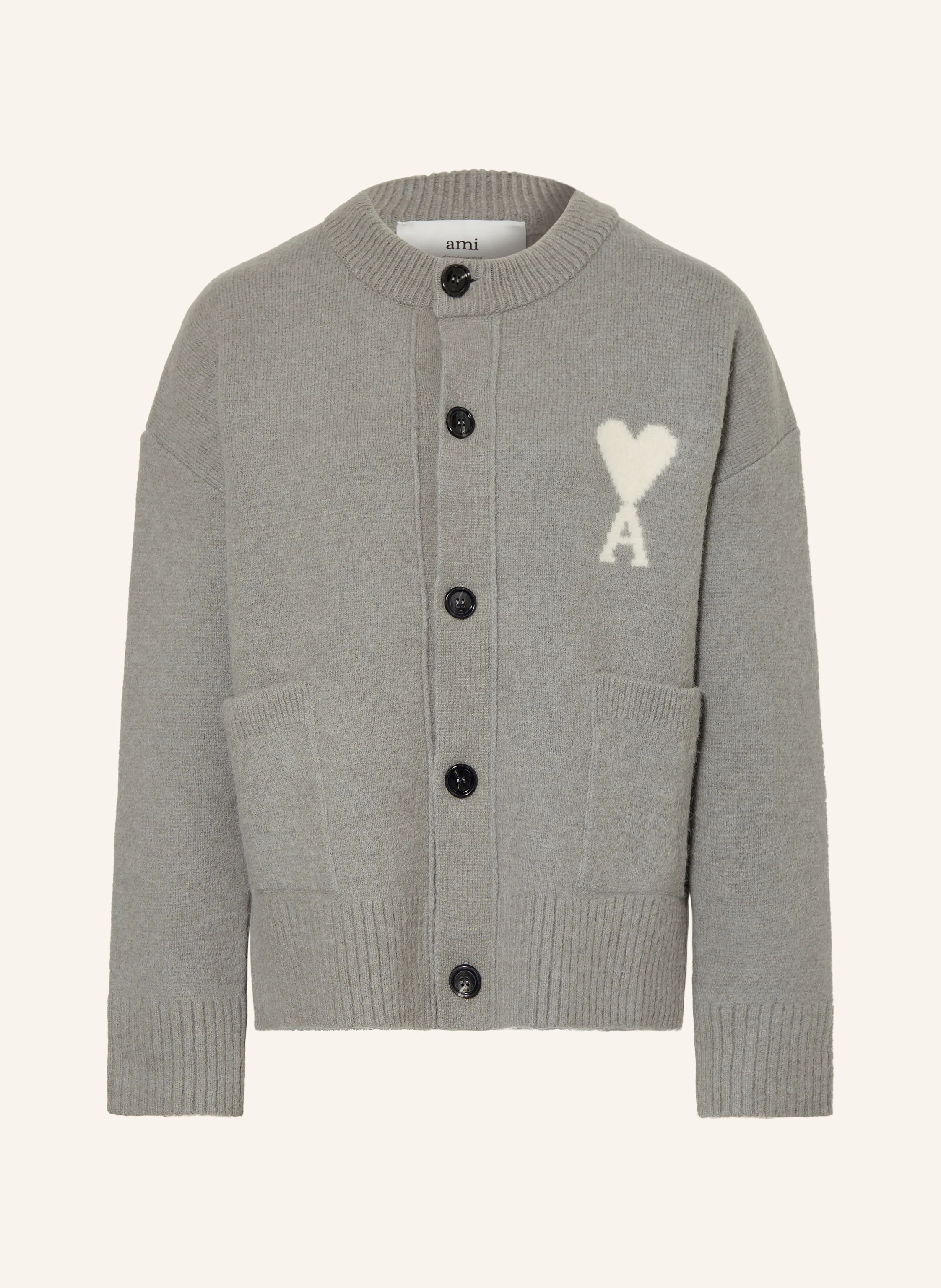 AMI PARIS Cardigan with alpaca in gray / white AMI PARIS Cardigan with alpaca in gray / white