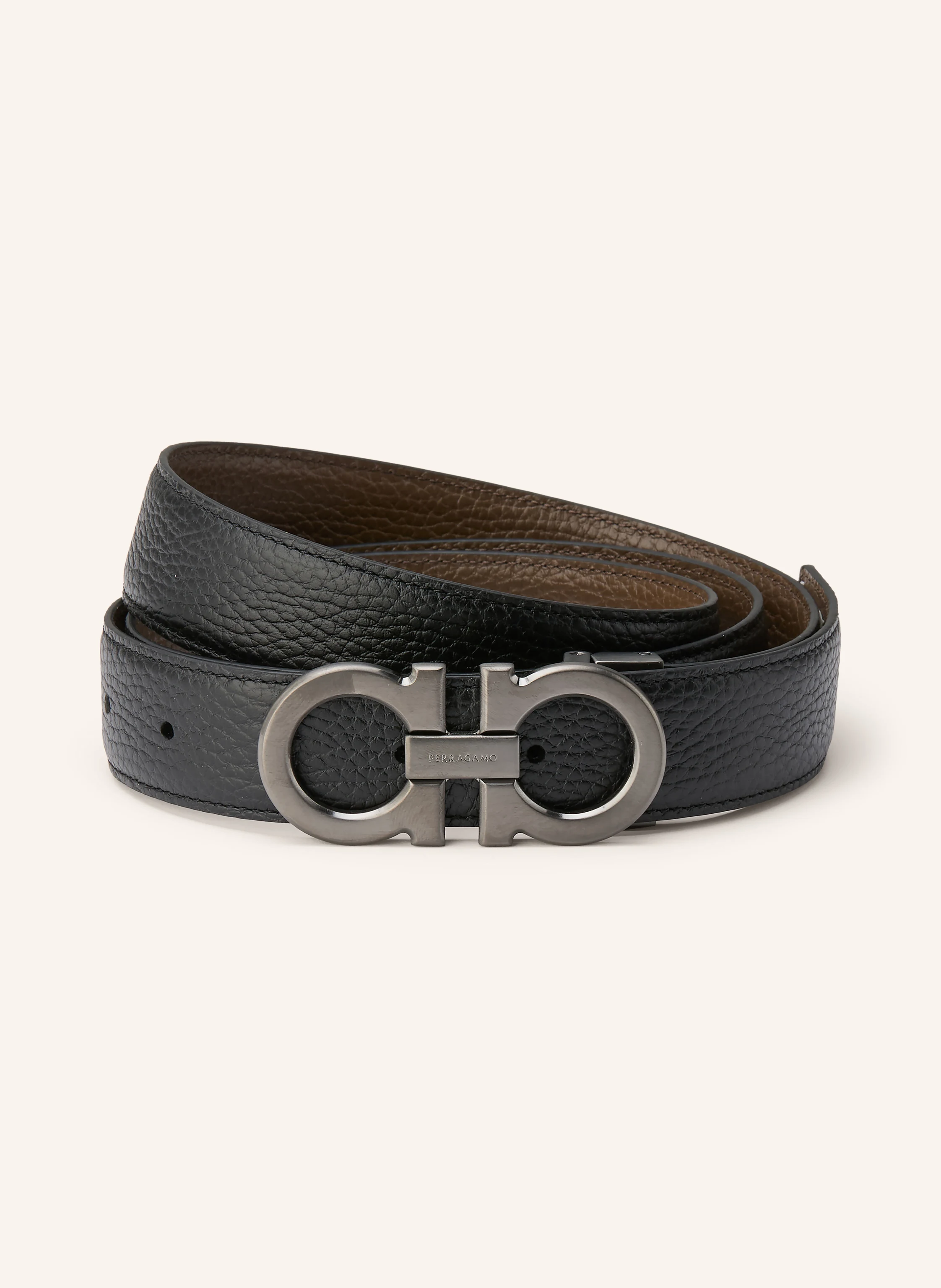 FERRAGAMO Reversible leather belt: BLACK
