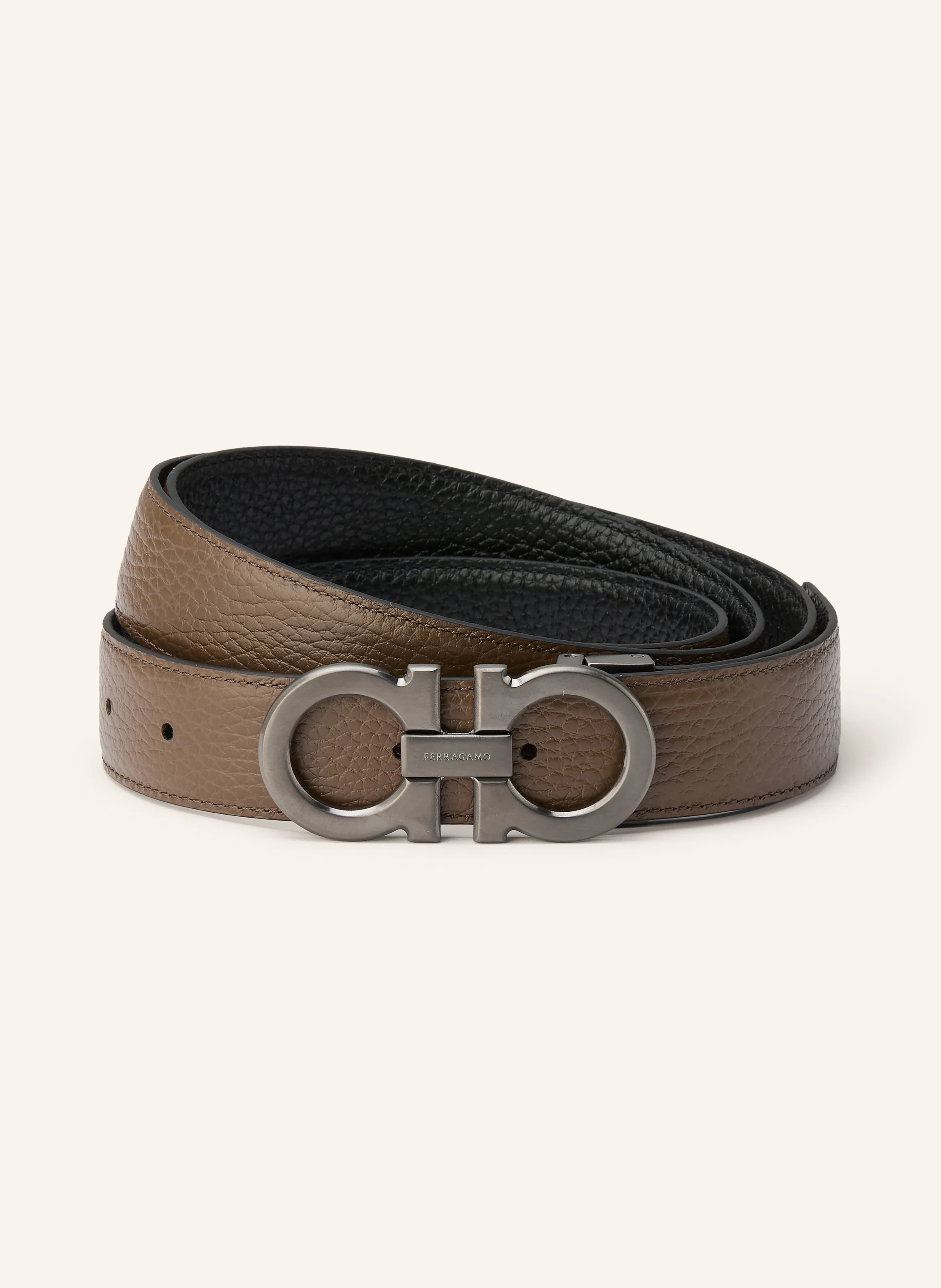 FERRAGAMO Reversible leather belt: BLACK