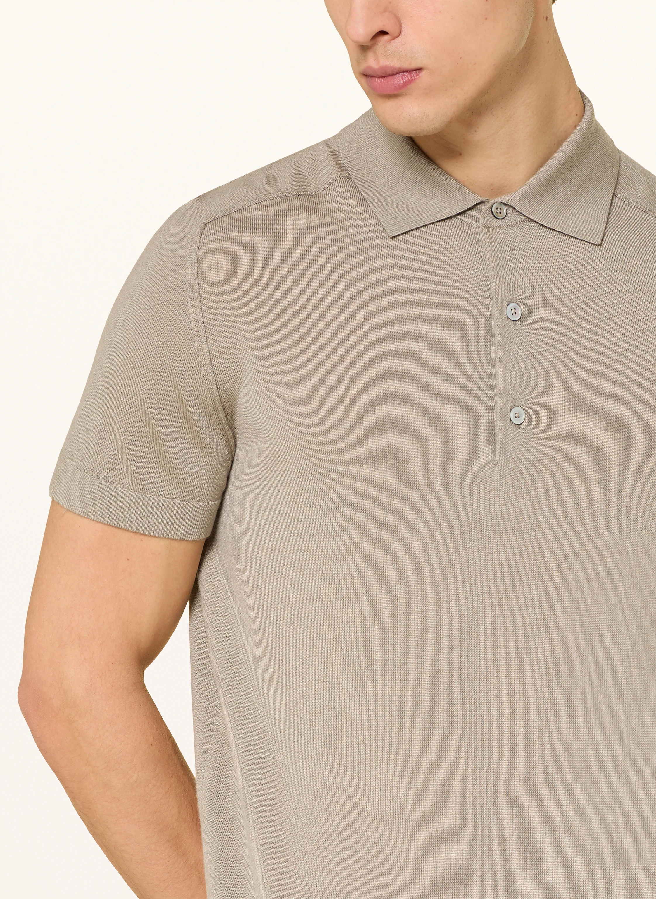 STROKESMAN'S knitted polo shirt: KHAKI
