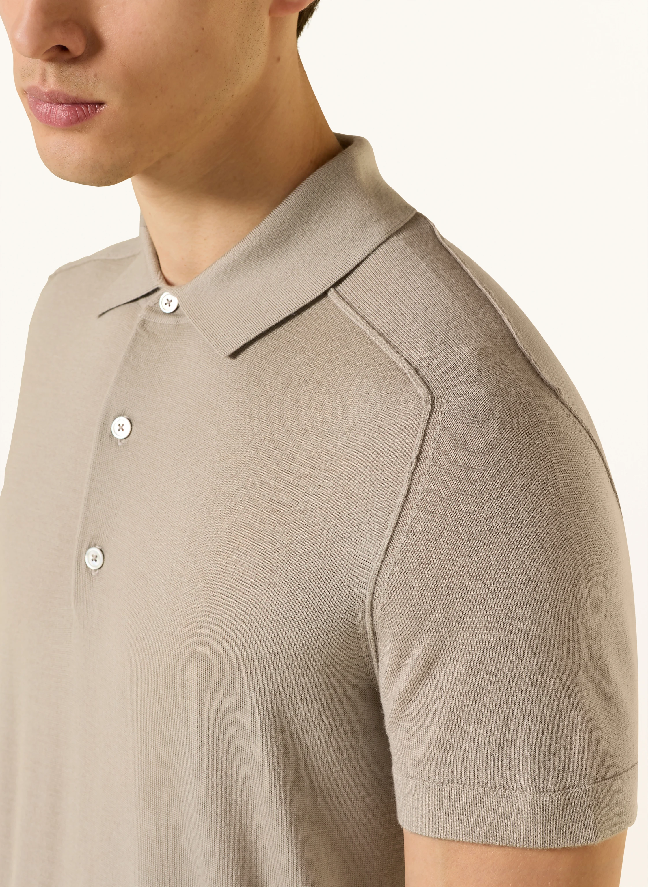 STROKESMAN'S knitted polo shirt: KHAKI