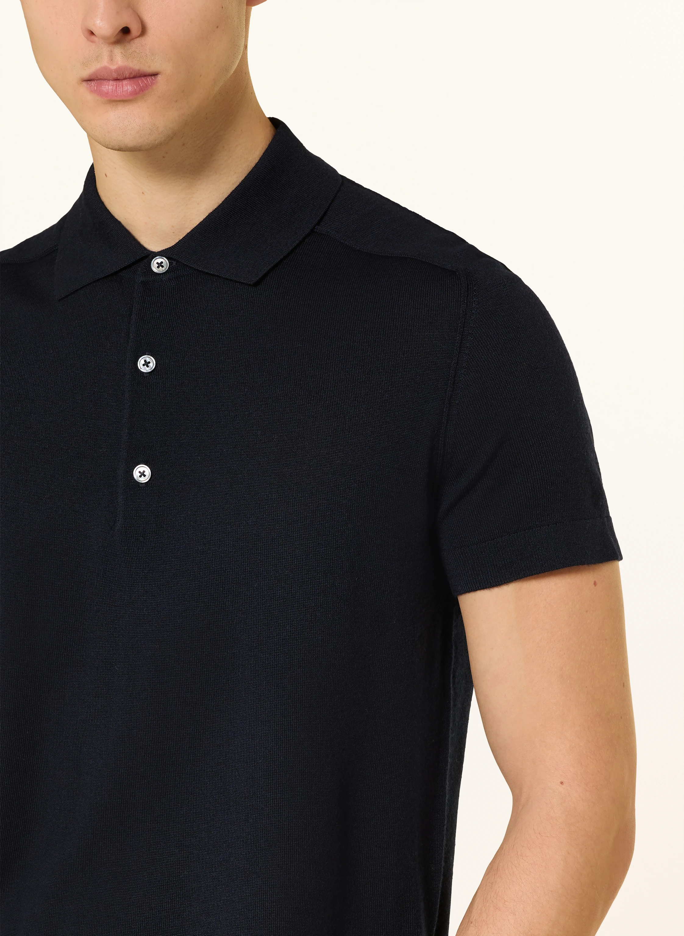 STROKESMAN'S knitted polo shirt: DARK BLUE