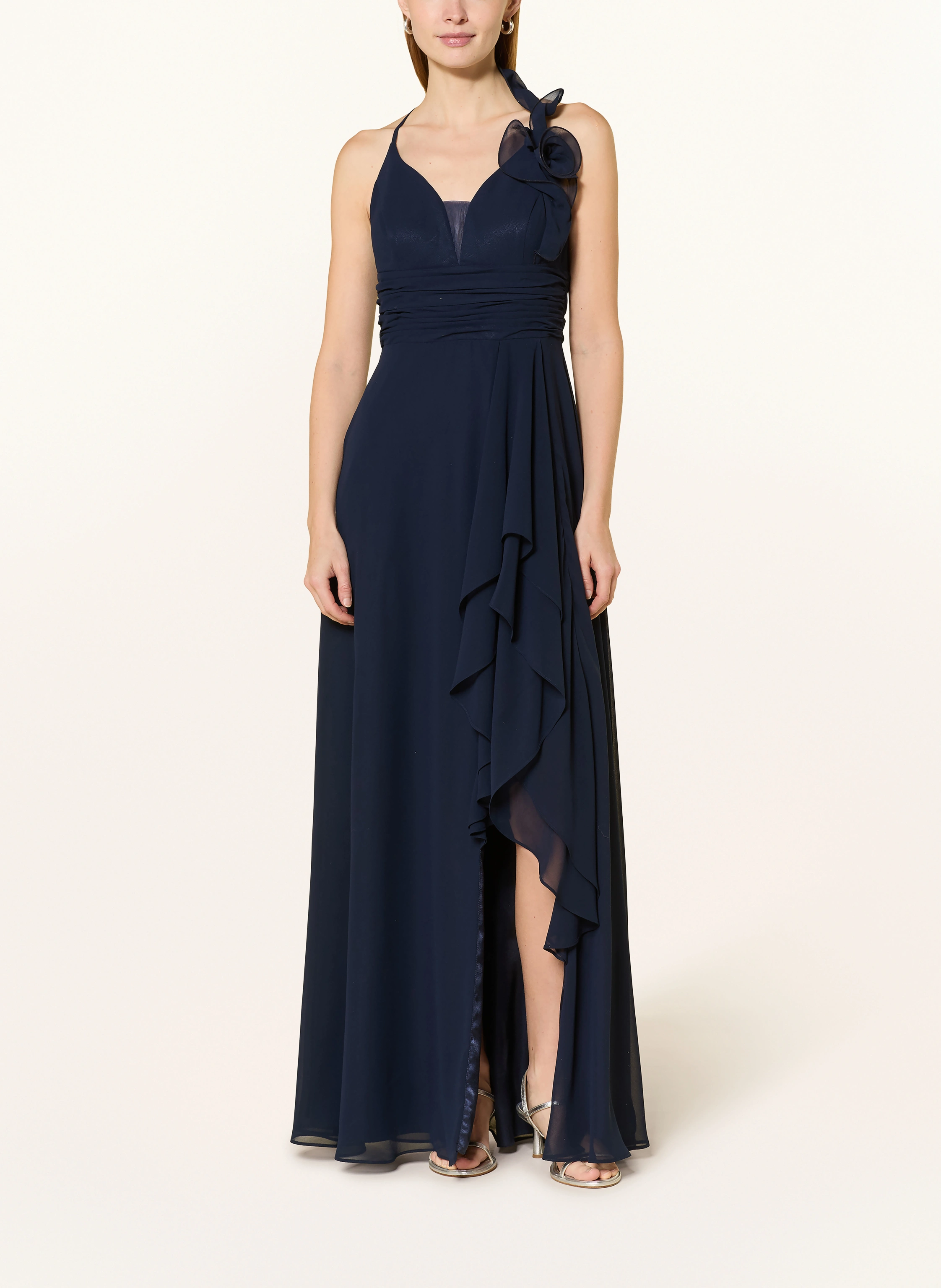 VM Vera Mont Evening gown with flounces: DARK BLUE