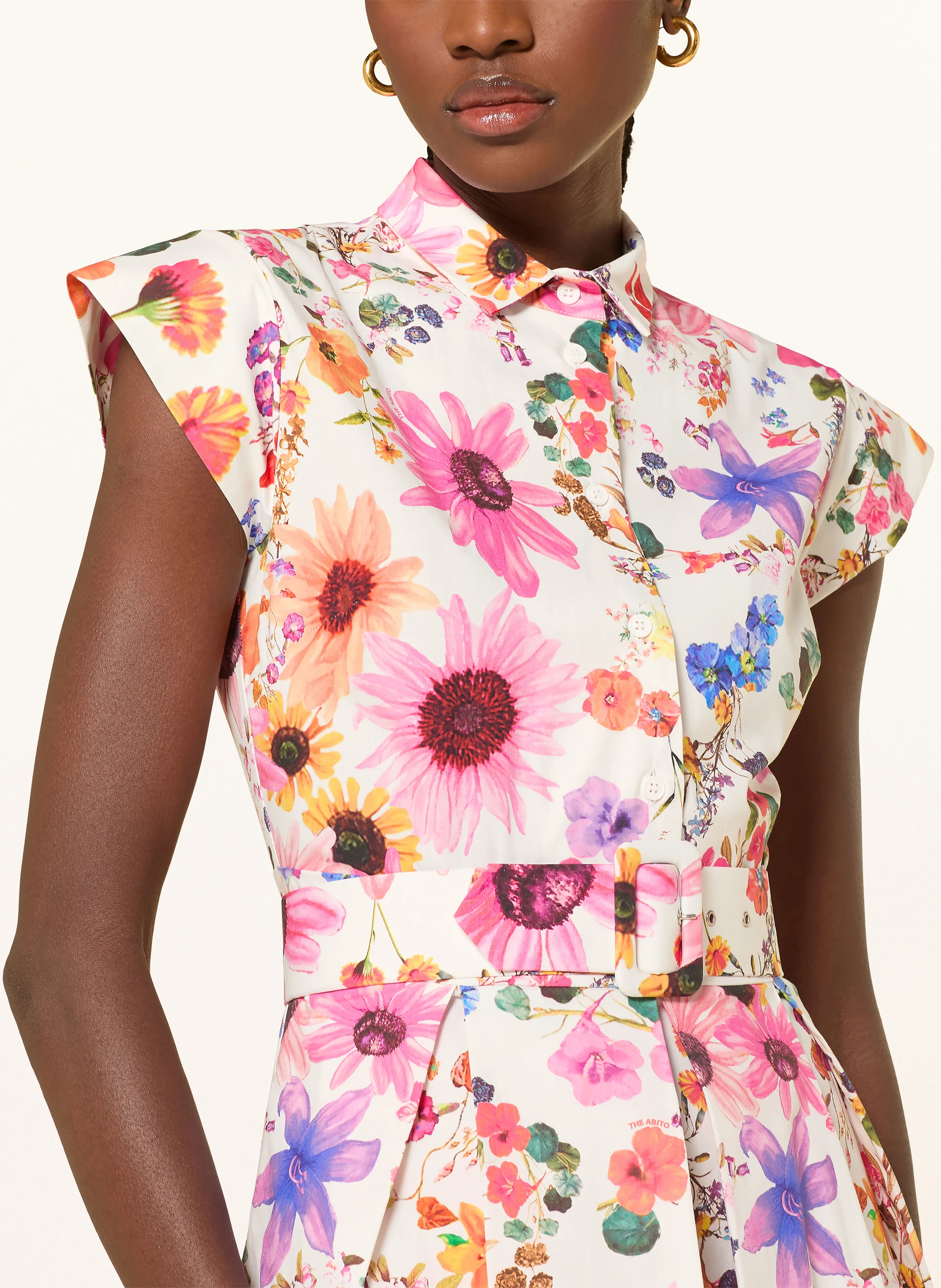 THE ABITO shirt dress: WHITE / PURPLE / PINK