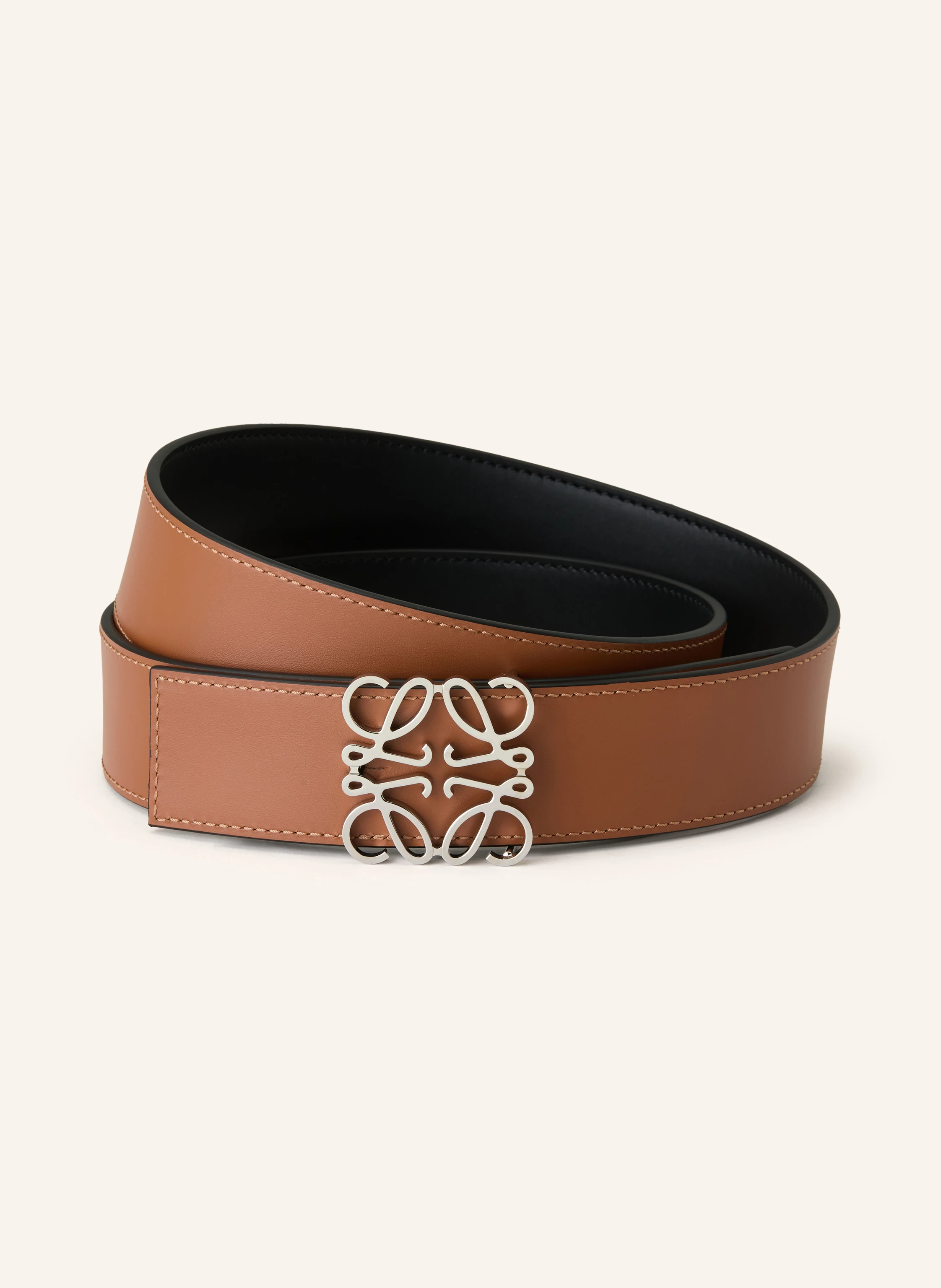 LOEWE Reversible leather belt in black / brown
