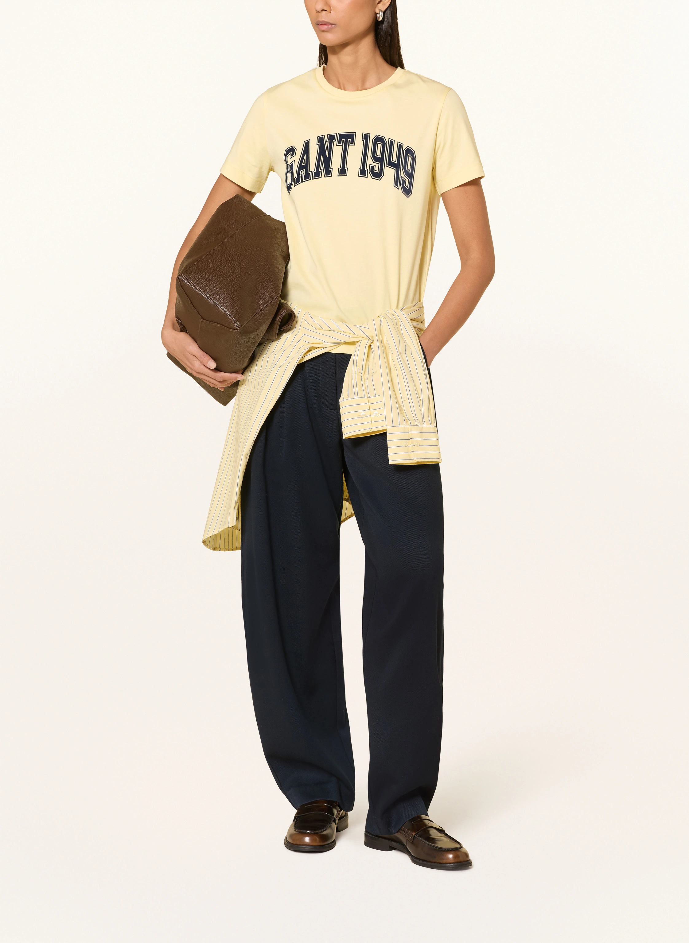 GANT T-shirt: YELLOW / DARK BLUE