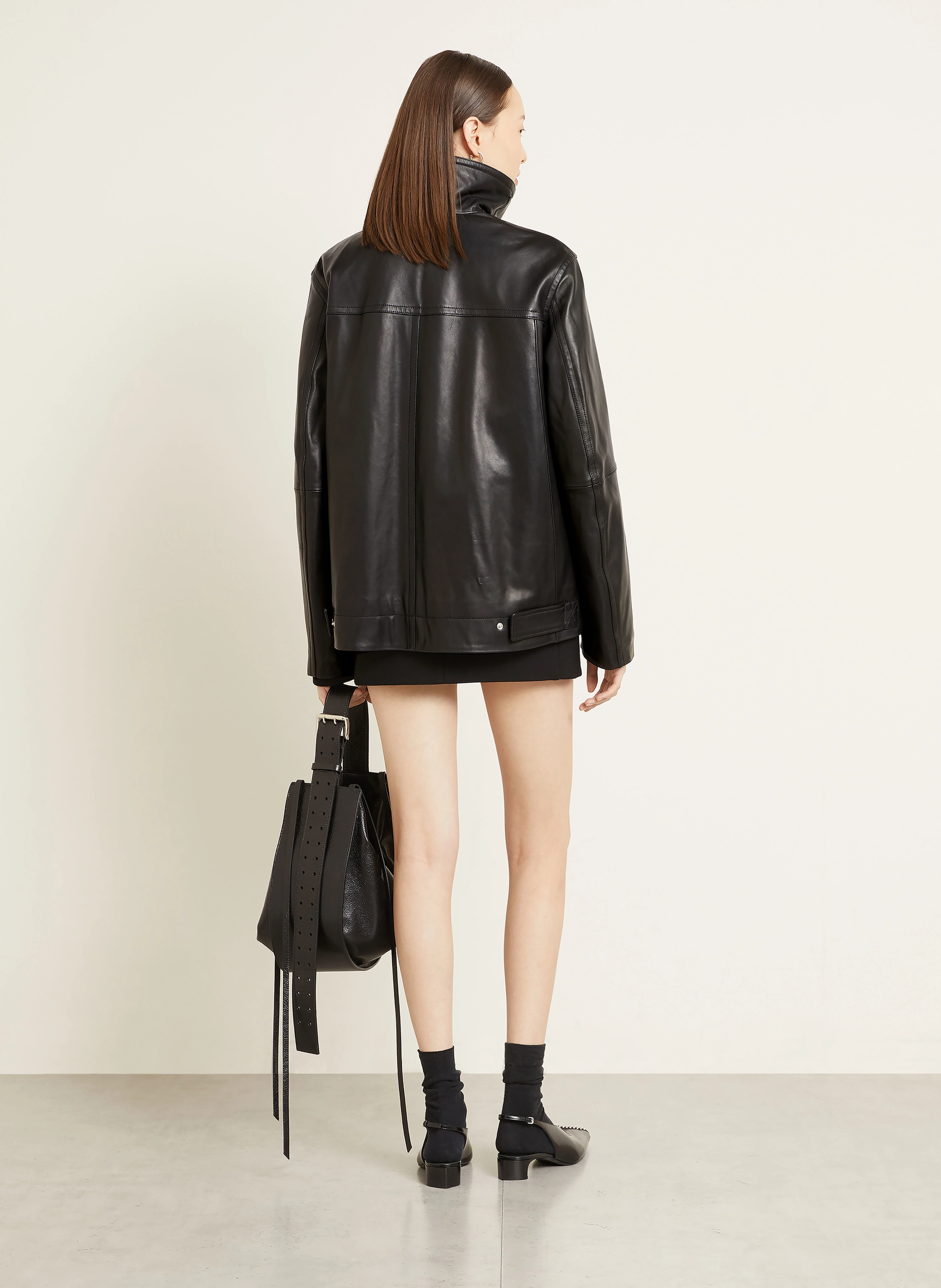 SPORTMAX Leather jacket SPXCIOCCA in black