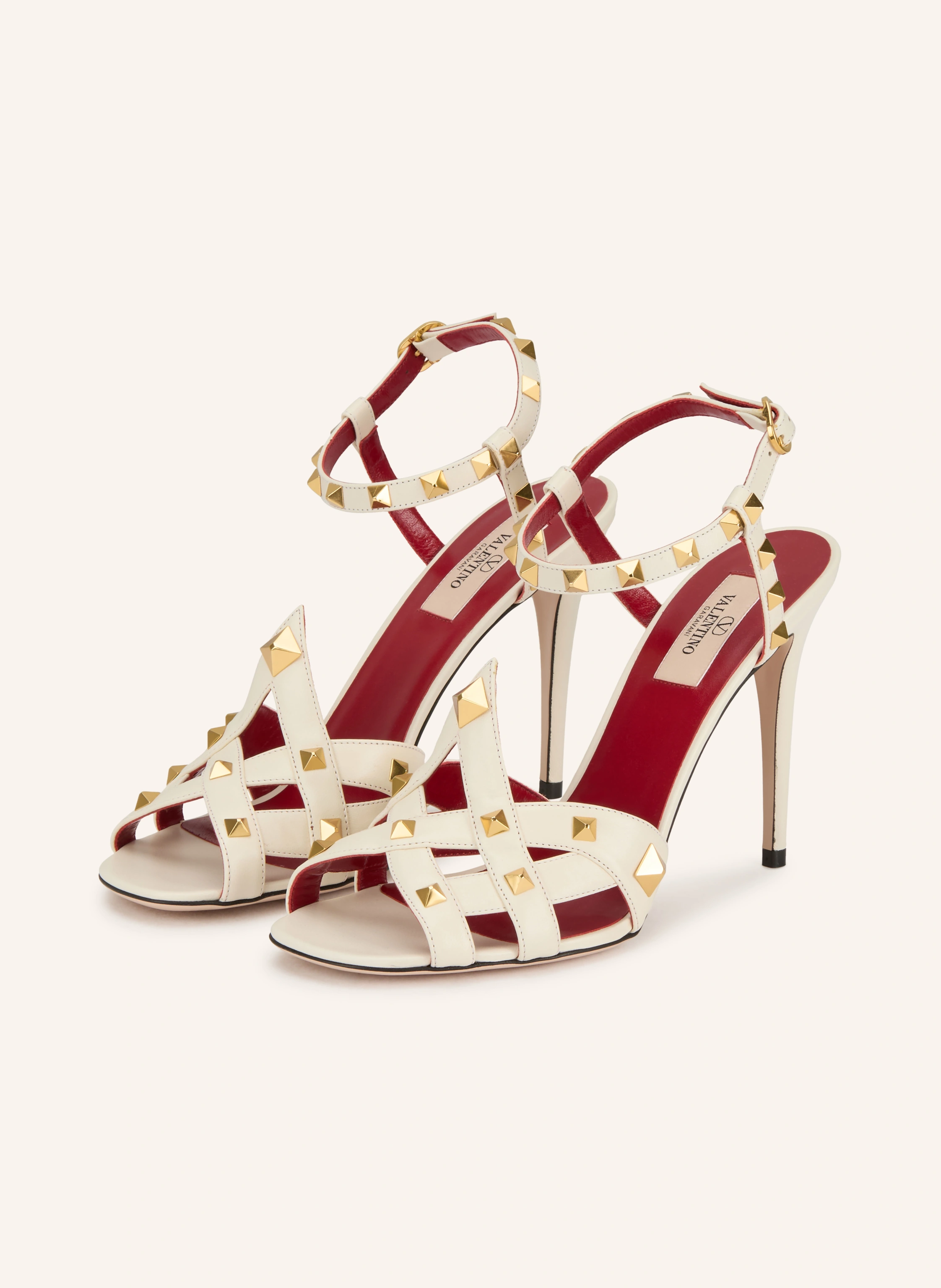 VALENTINO GARAVANI VG STUDDY sandals with studs: CREAM / GOLD
