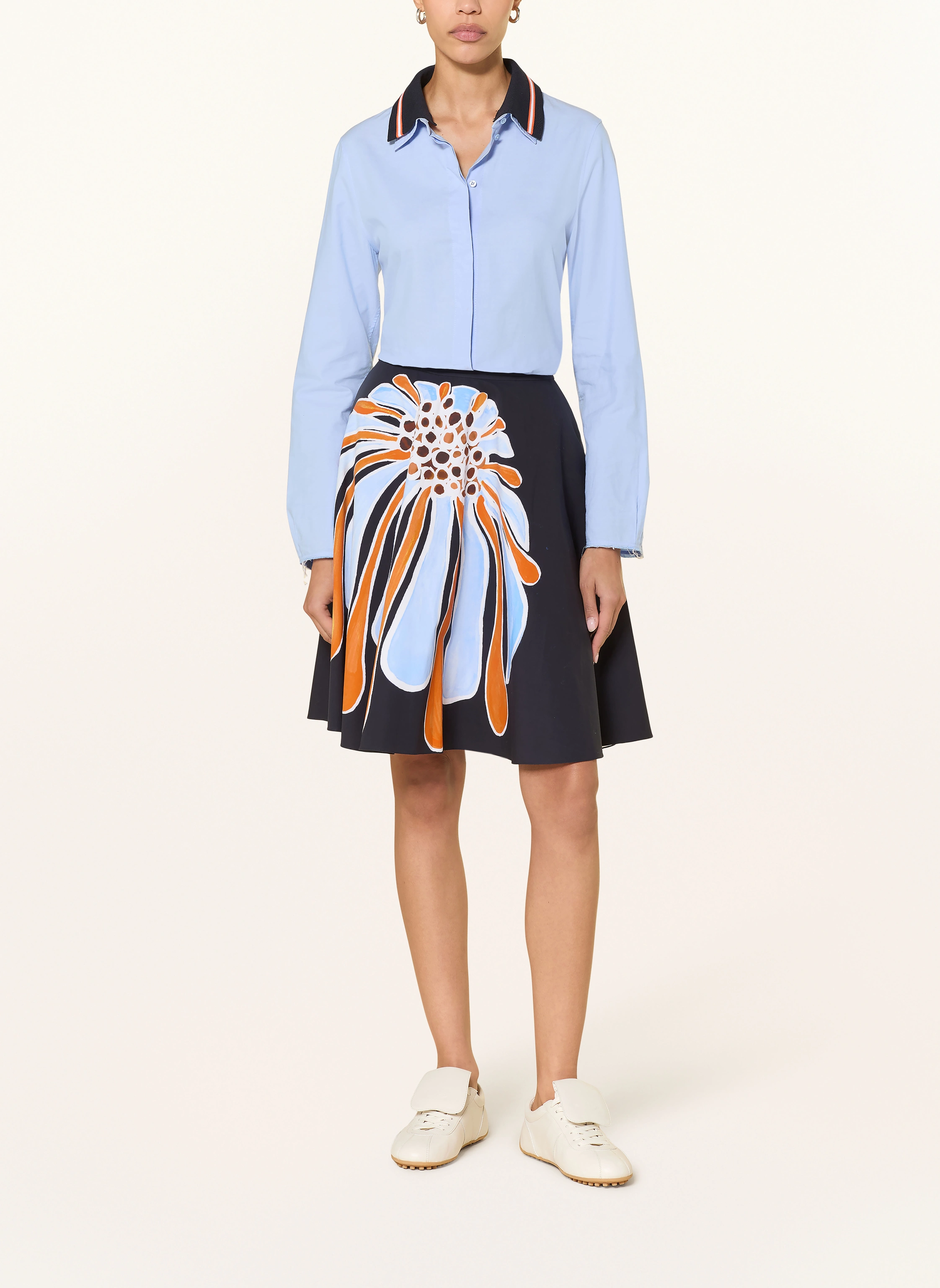 DOROTHEE SCHUMACHER POWERFUL EASE shirt blouse: LIGHT BLUE / ORANGE / DARK BLUE