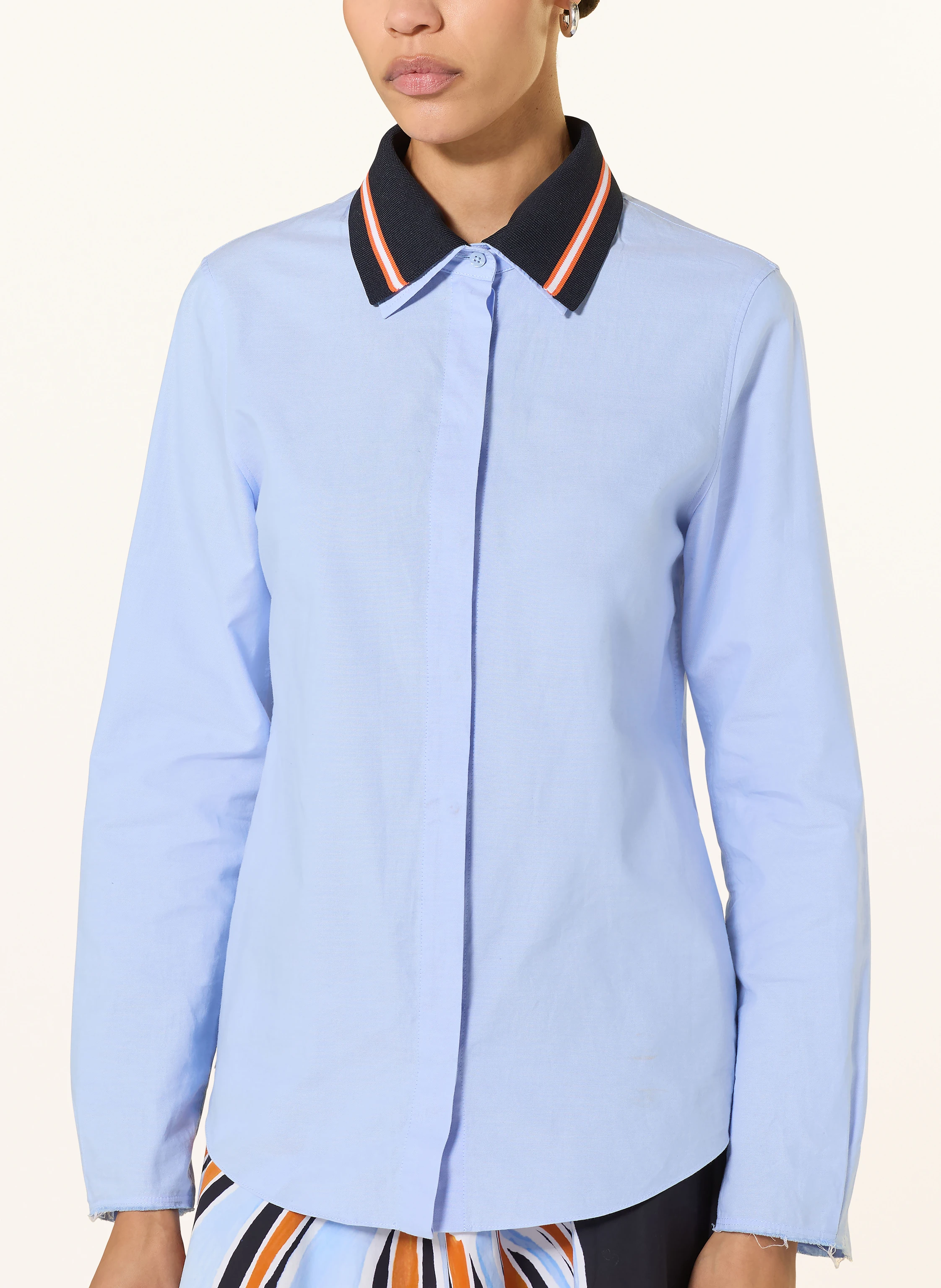 DOROTHEE SCHUMACHER POWERFUL EASE shirt blouse: LIGHT BLUE / ORANGE / DARK BLUE