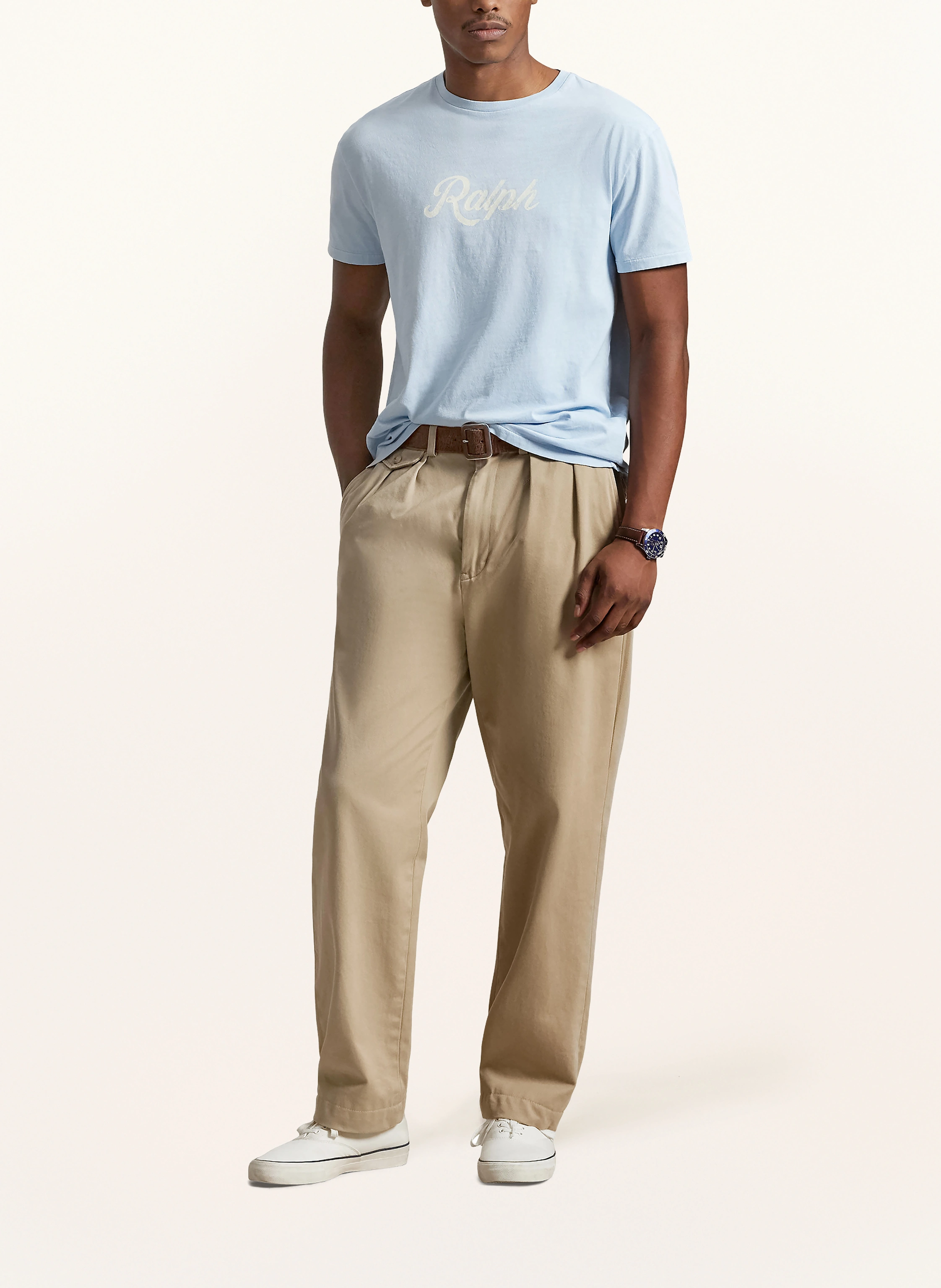 POLO RALPH LAUREN T-shirt: LIGHT BLUE / WHITE