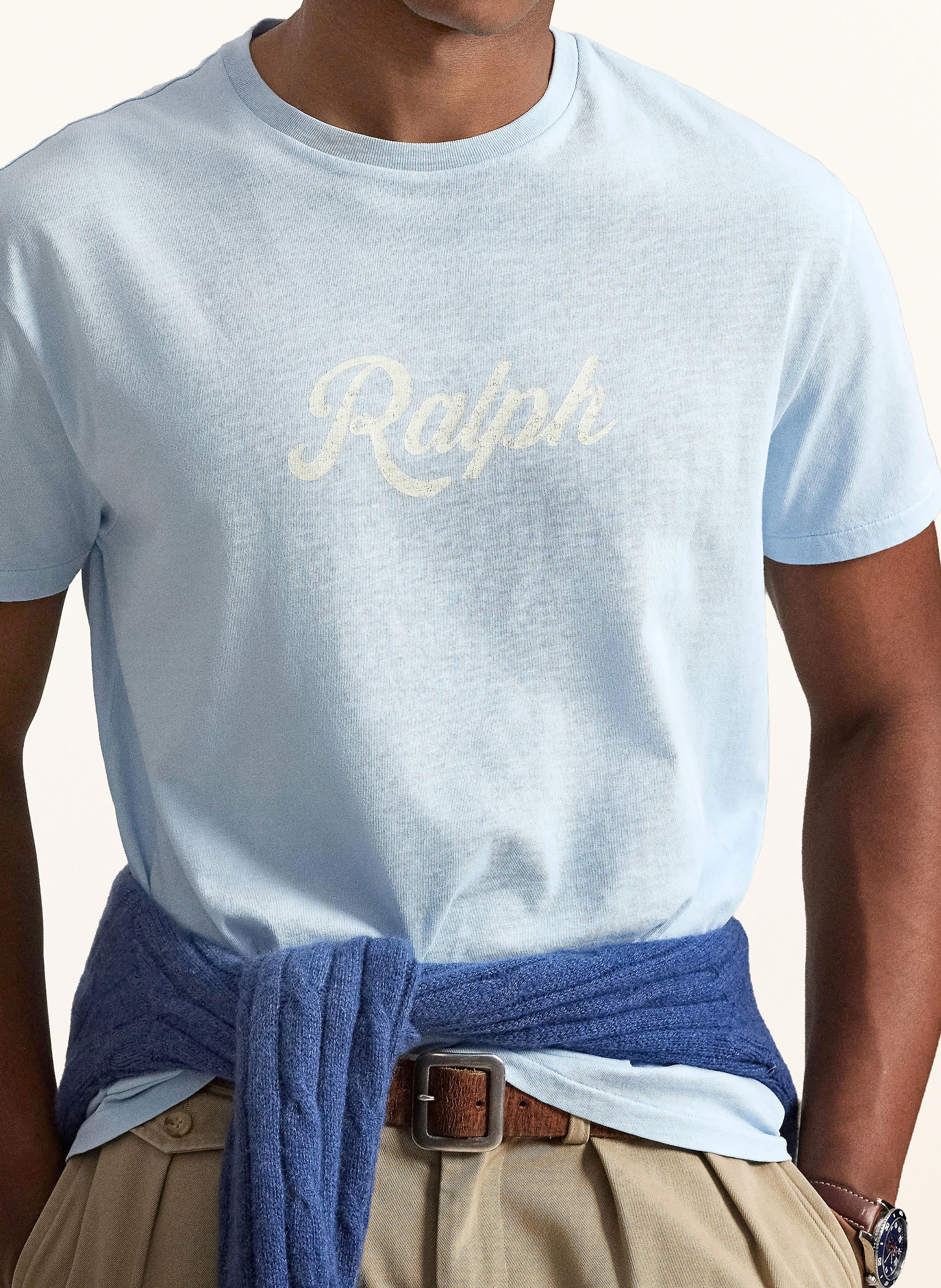 POLO RALPH LAUREN T-shirt: LIGHT BLUE / WHITE