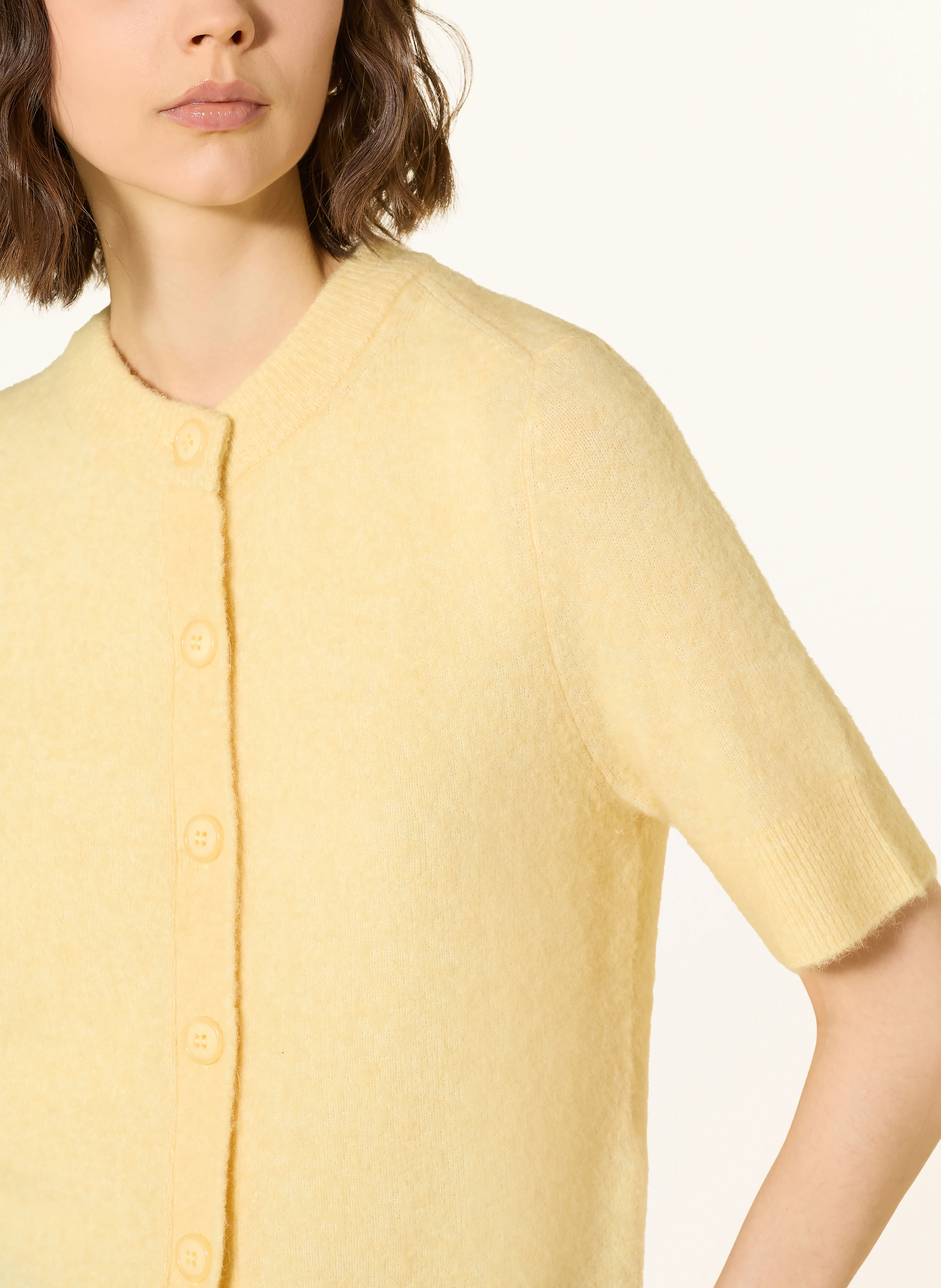 SAMSØE SAMSØE SANOURA cardigan with merino wool and alpaca: LIGHT YELLOW