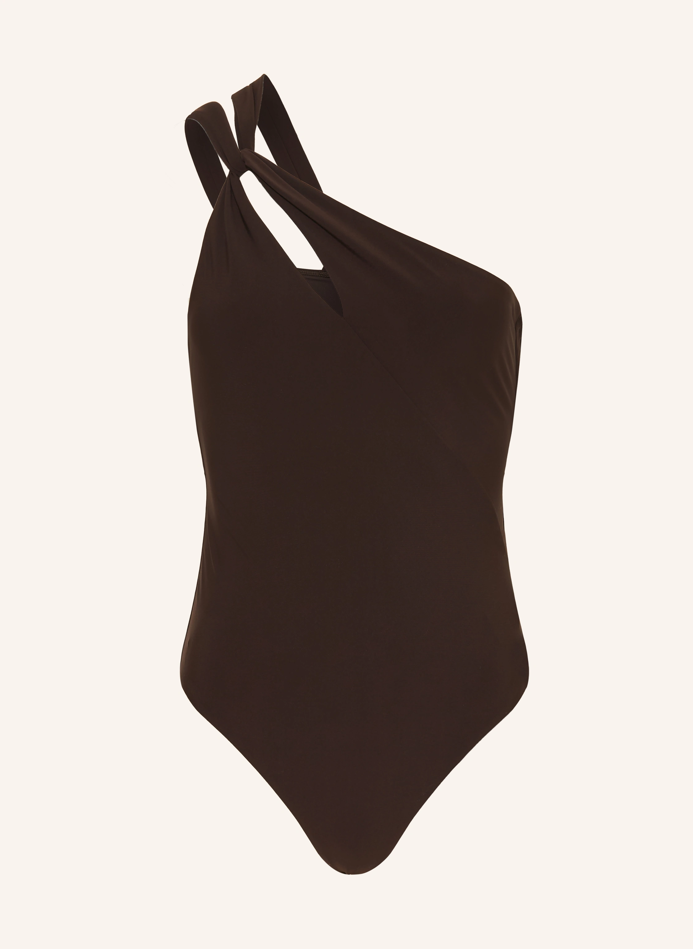 JETS Australia One-shoulder swimsuit with cutout: DARK BROWN