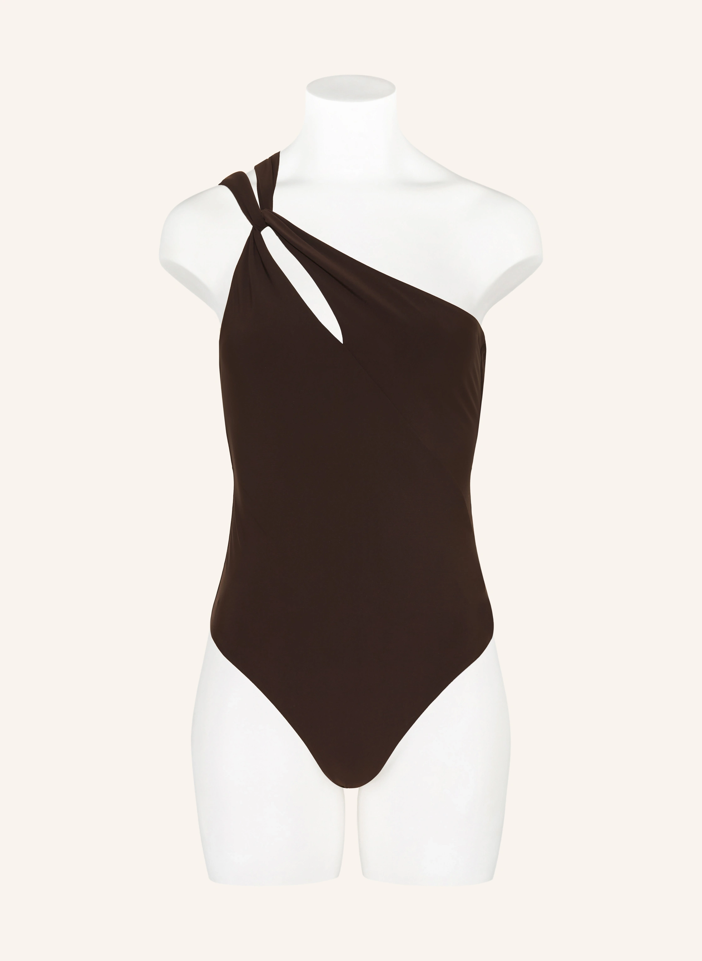 JETS Australia One-shoulder swimsuit with cutout: DARK BROWN