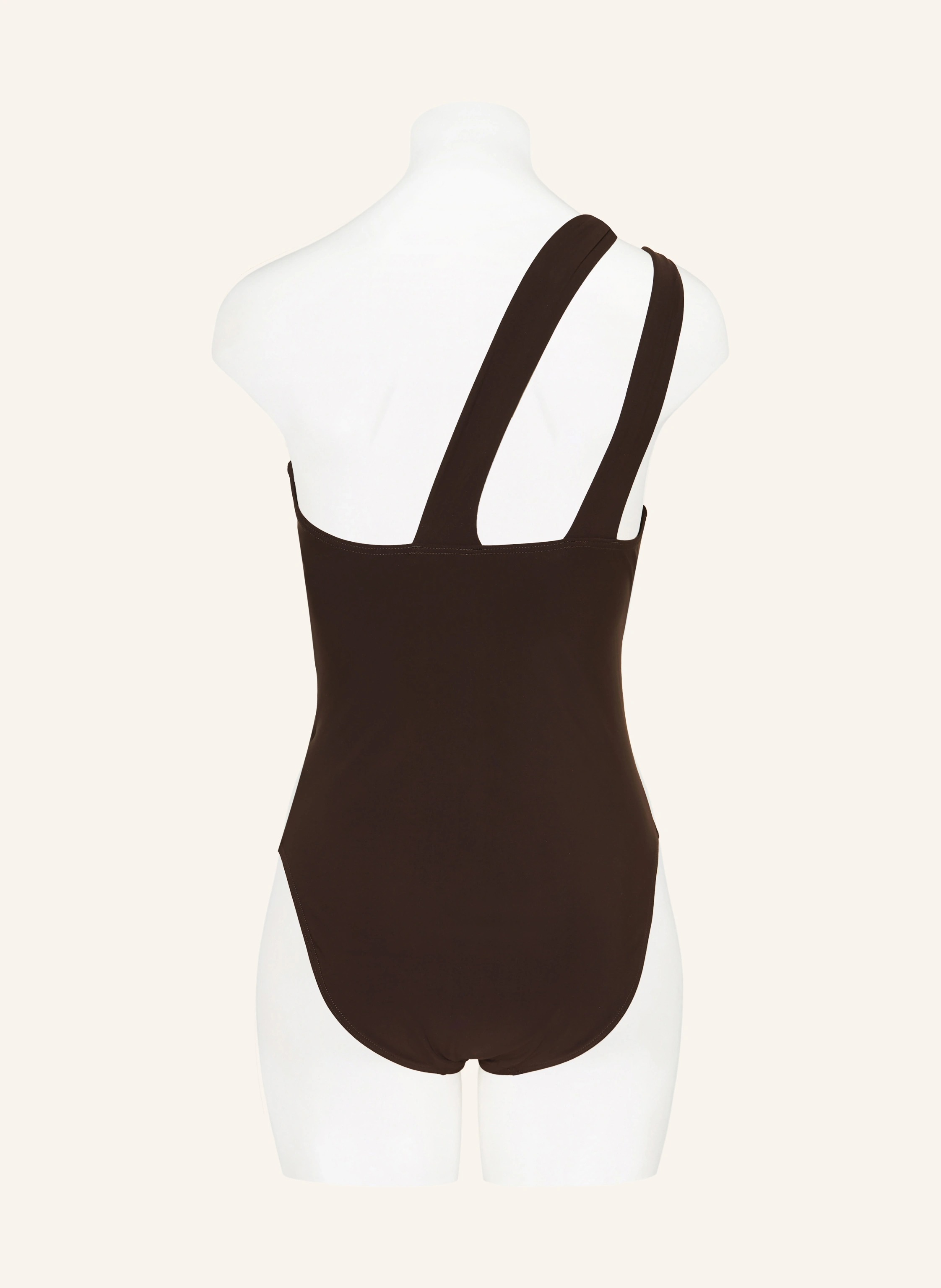 JETS Australia One-shoulder swimsuit with cutout: DARK BROWN