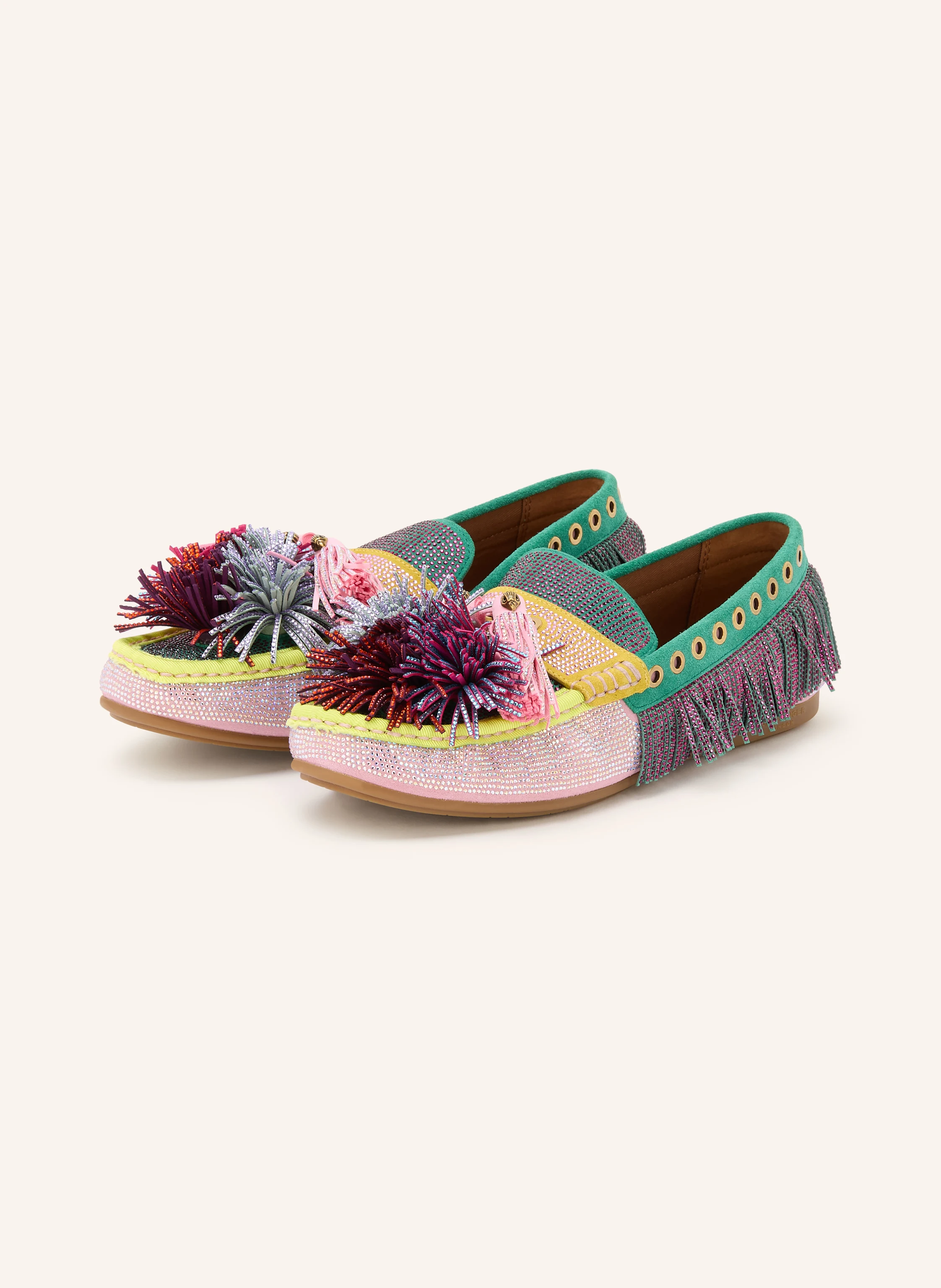 KURT GEIGER Moccasins with gemstones: GREEN / ROSE / YELLOW