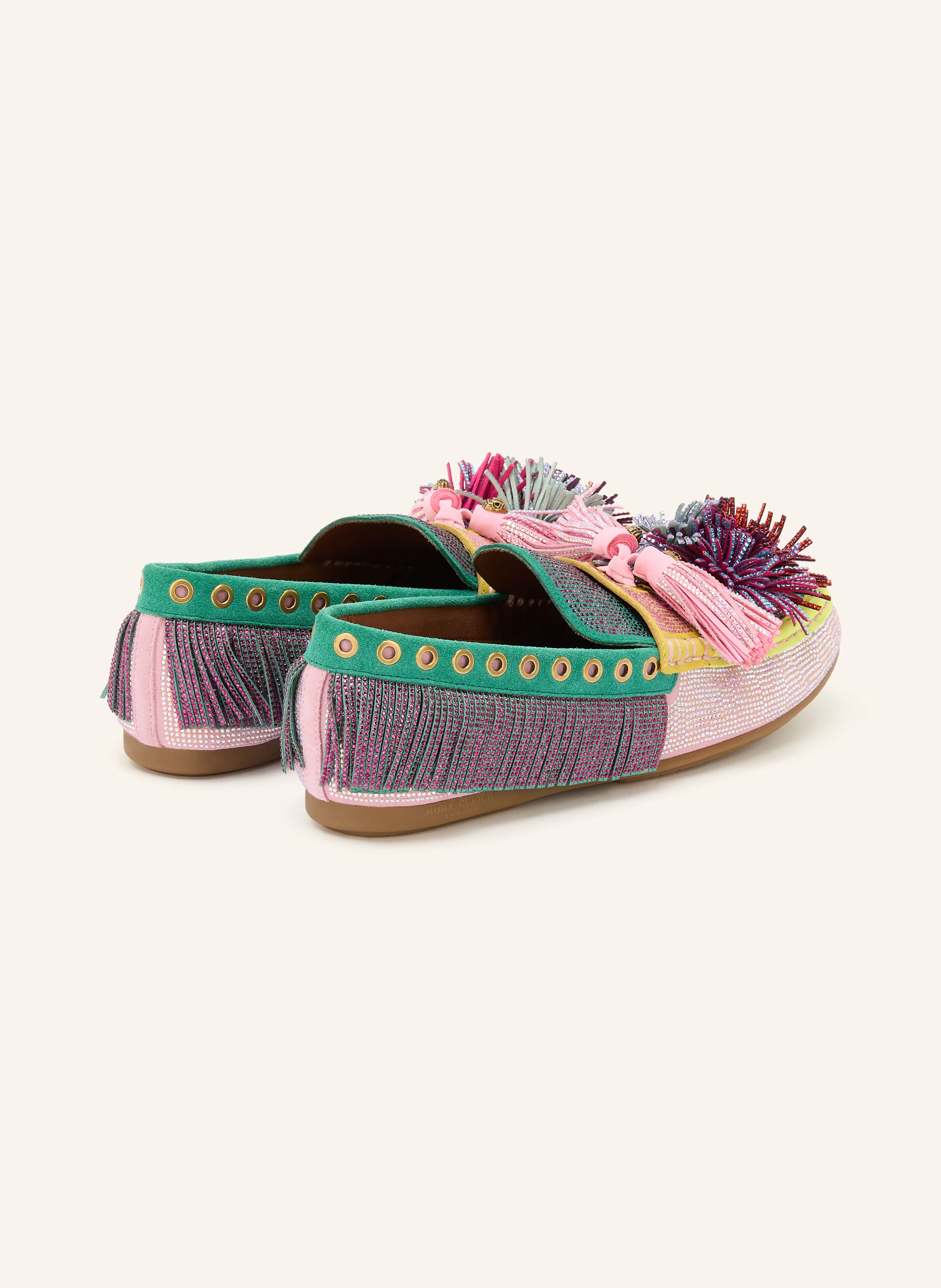 KURT GEIGER Moccasins with gemstones: GREEN / ROSE / YELLOW