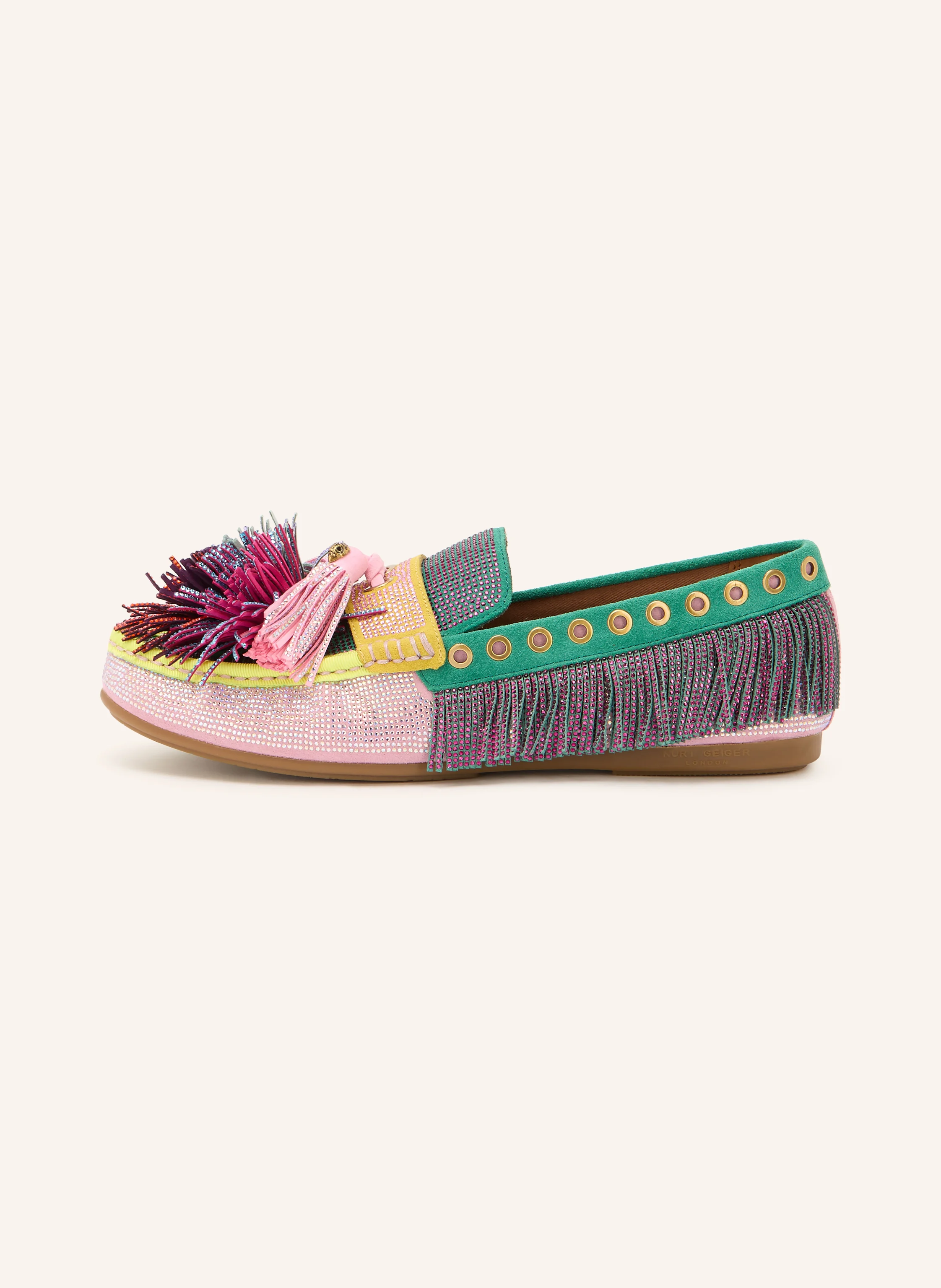 KURT GEIGER Moccasins with gemstones: GREEN / ROSE / YELLOW