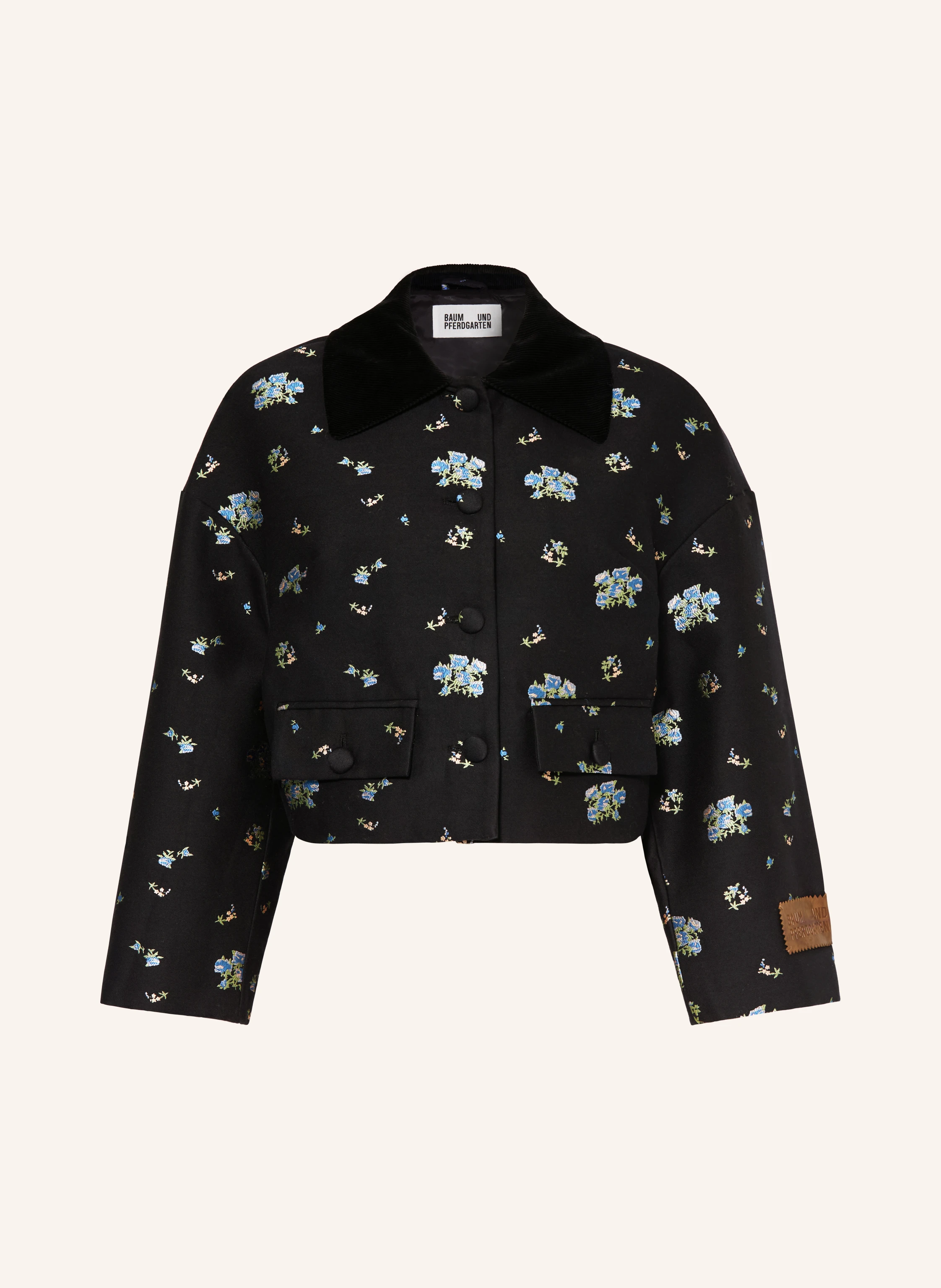 BAUM UND PFERDGARTEN Jacquard jacket BEBETH in black / green / blue