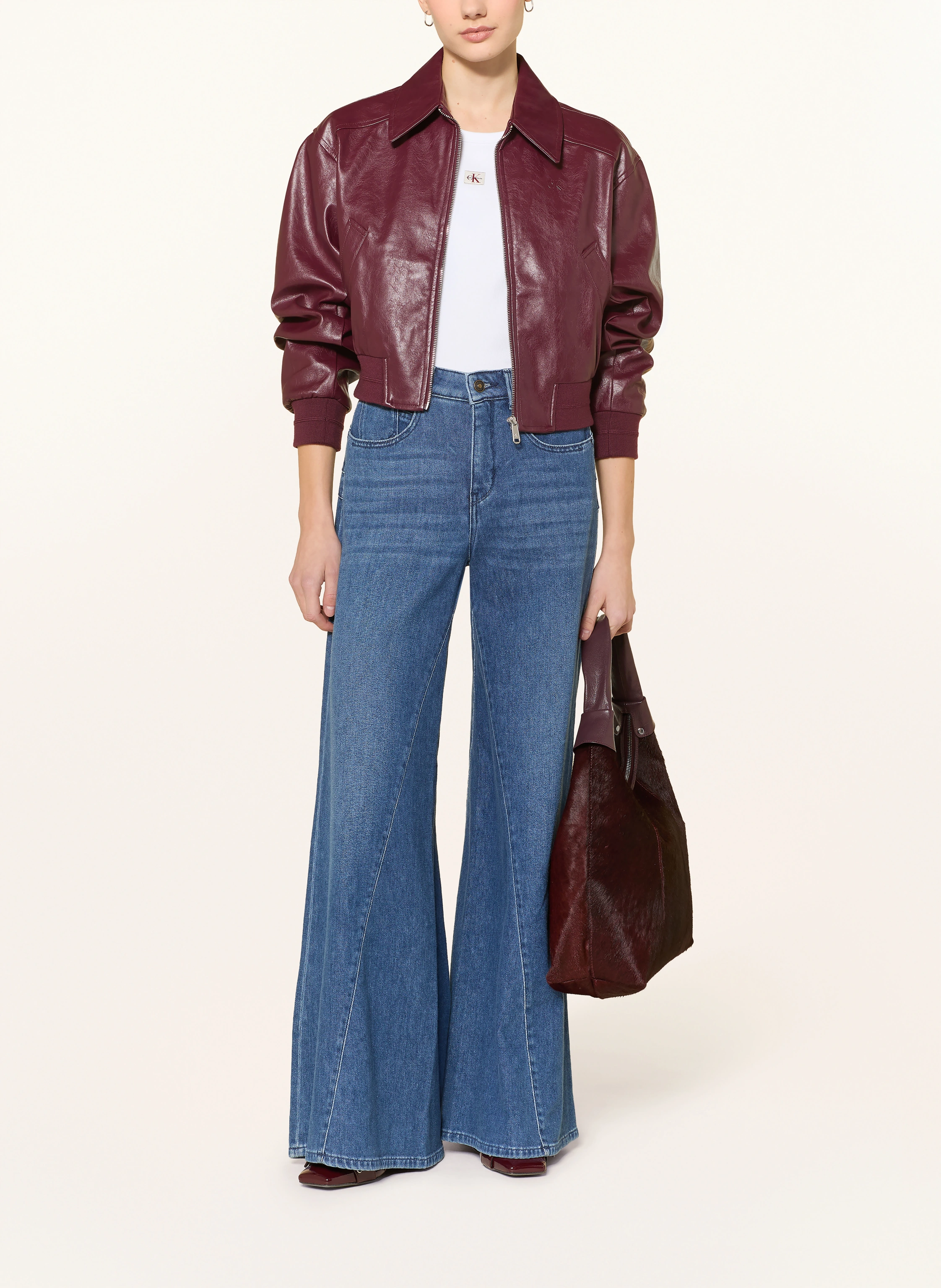 Calvin Klein Jeans cropped shirt: WHITE