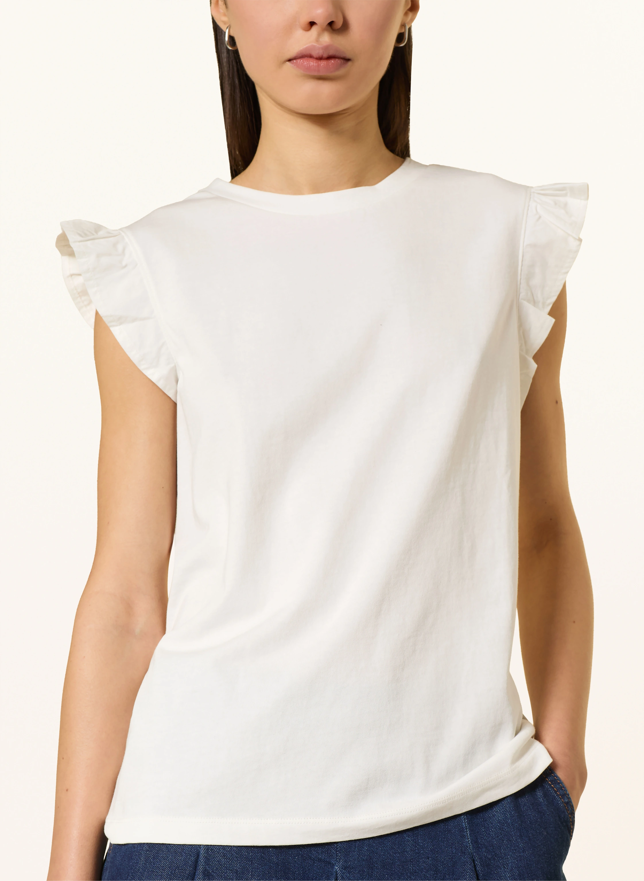 Marc O'Polo DENIM Top with ruffles: WHITE