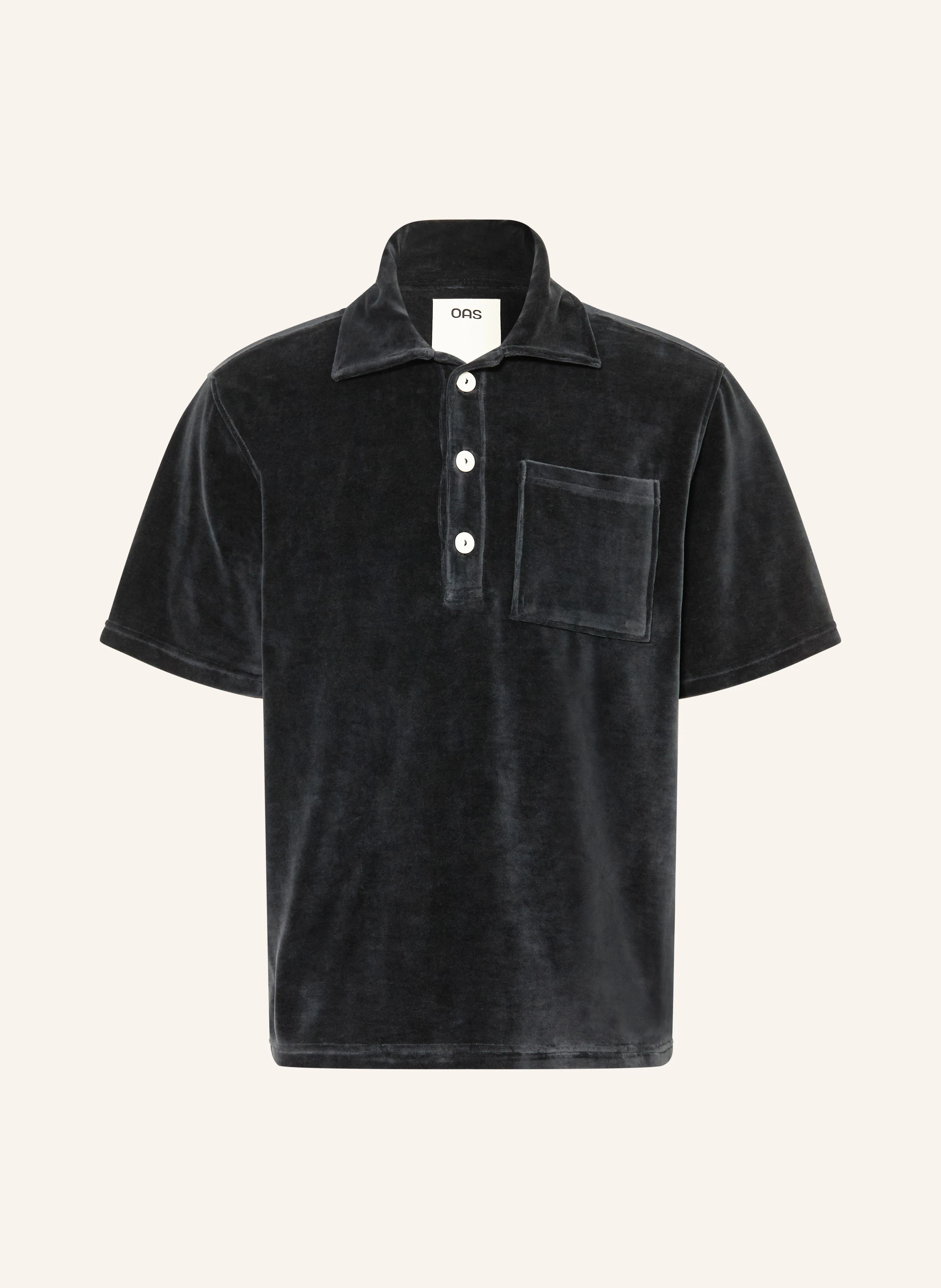 OAS velvet polo shirt: BLACK