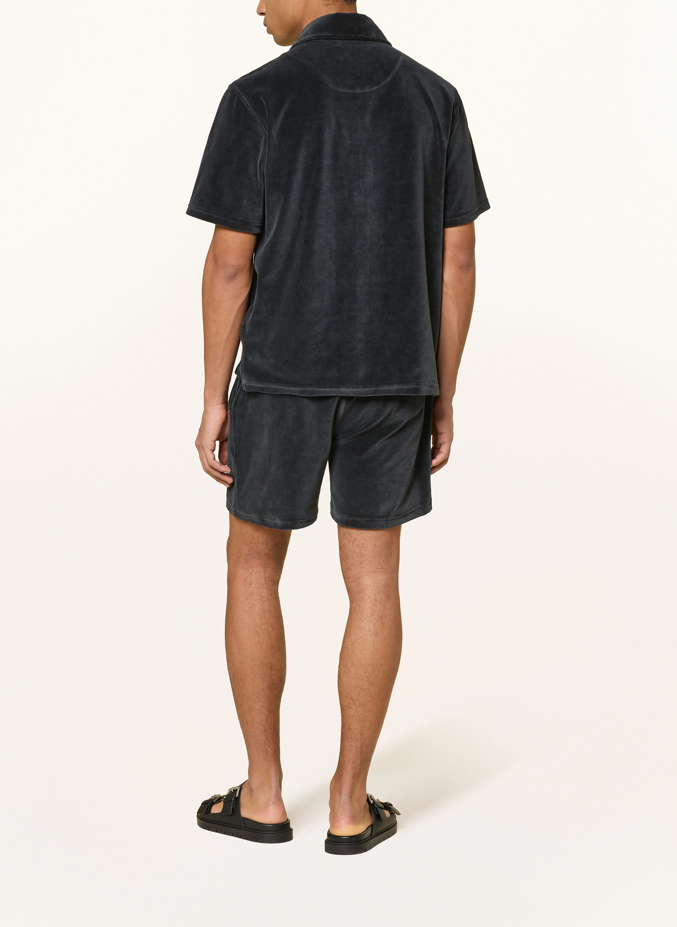 OAS velvet polo shirt: BLACK
