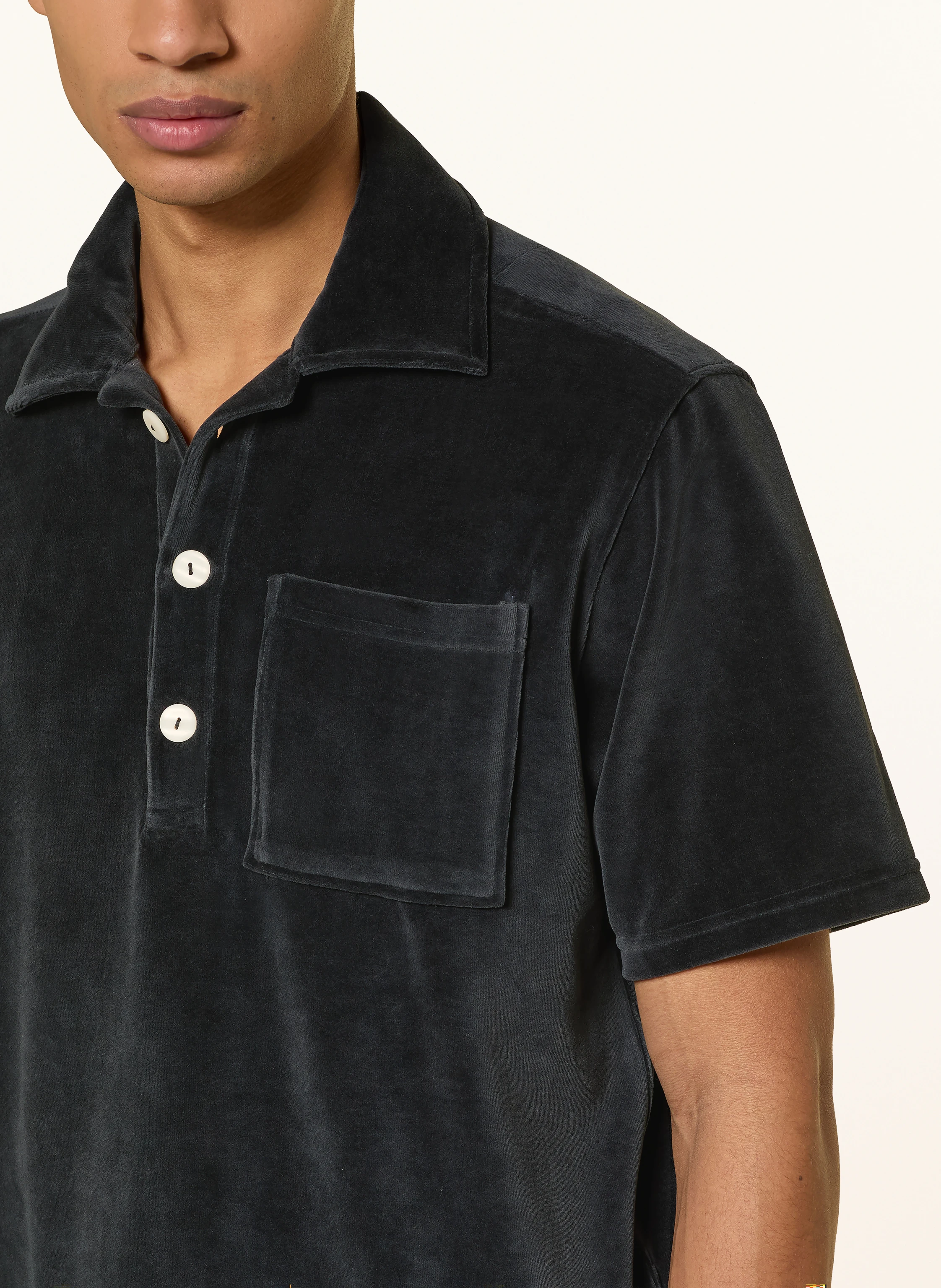OAS velvet polo shirt: BLACK