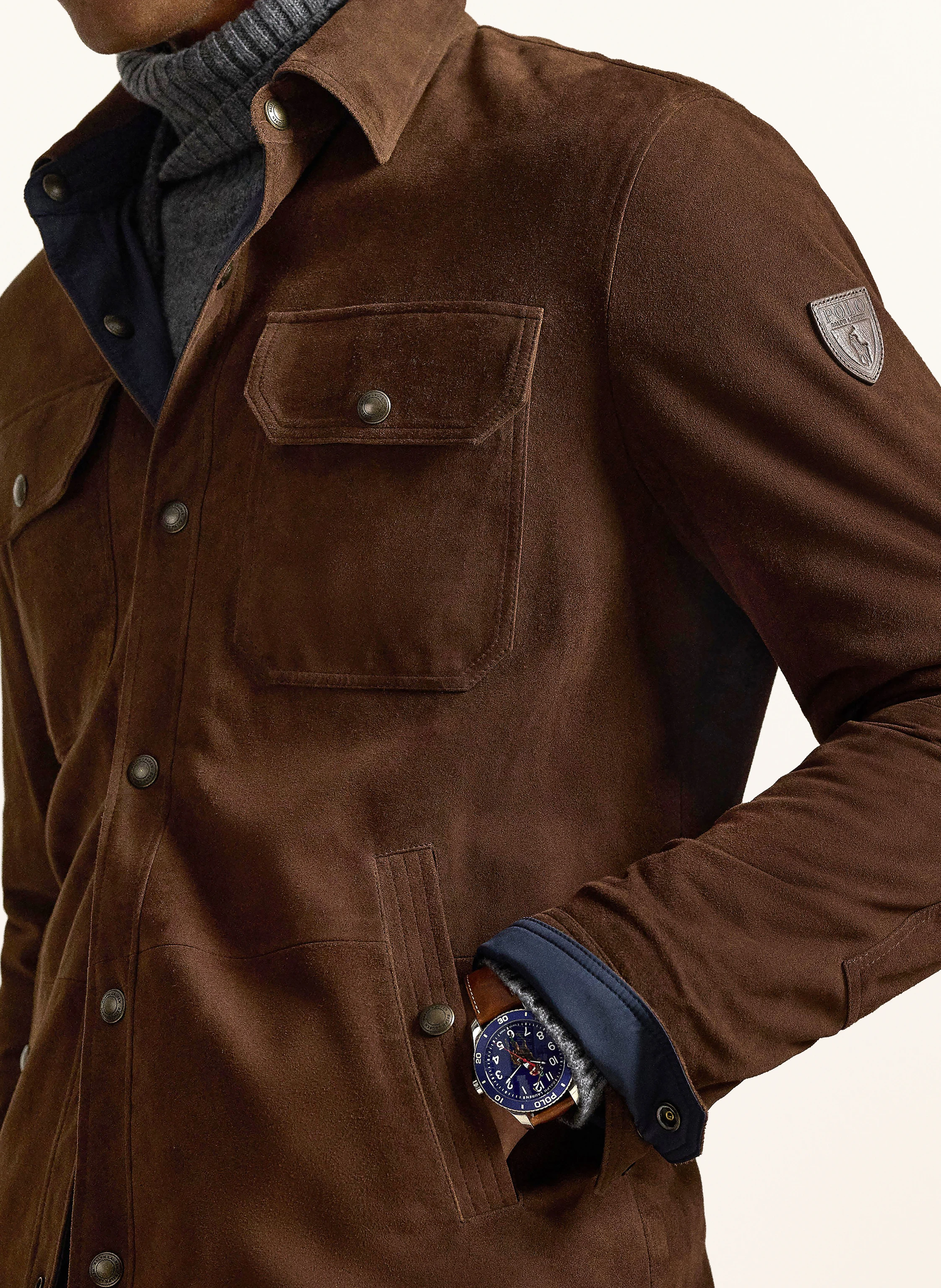 POLO RALPH LAUREN Reversible leather overjacket in brown