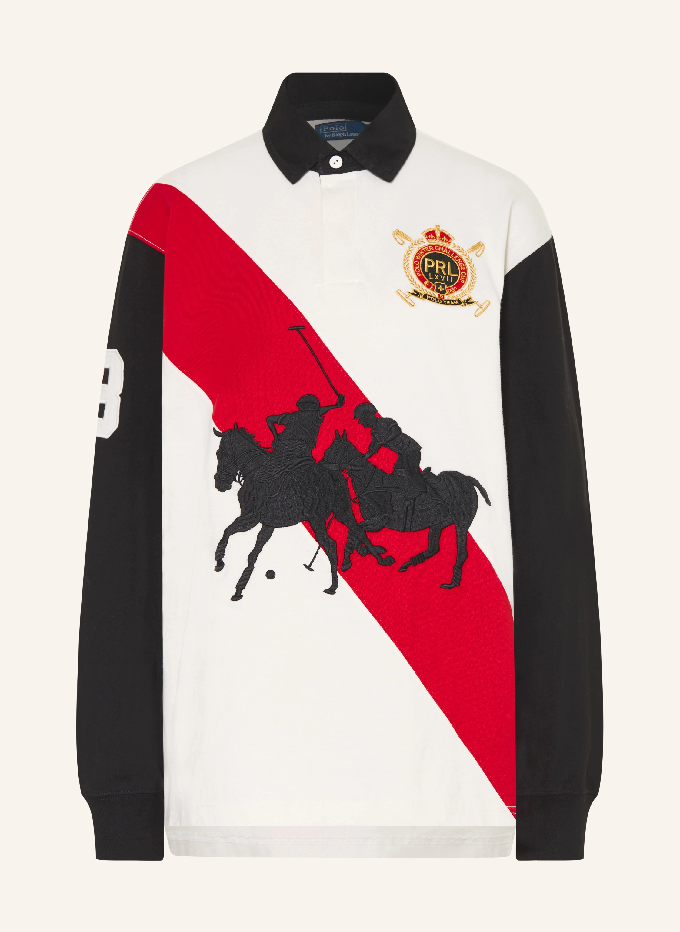 POLO RALPH LAUREN rugby shirt in white / red / black