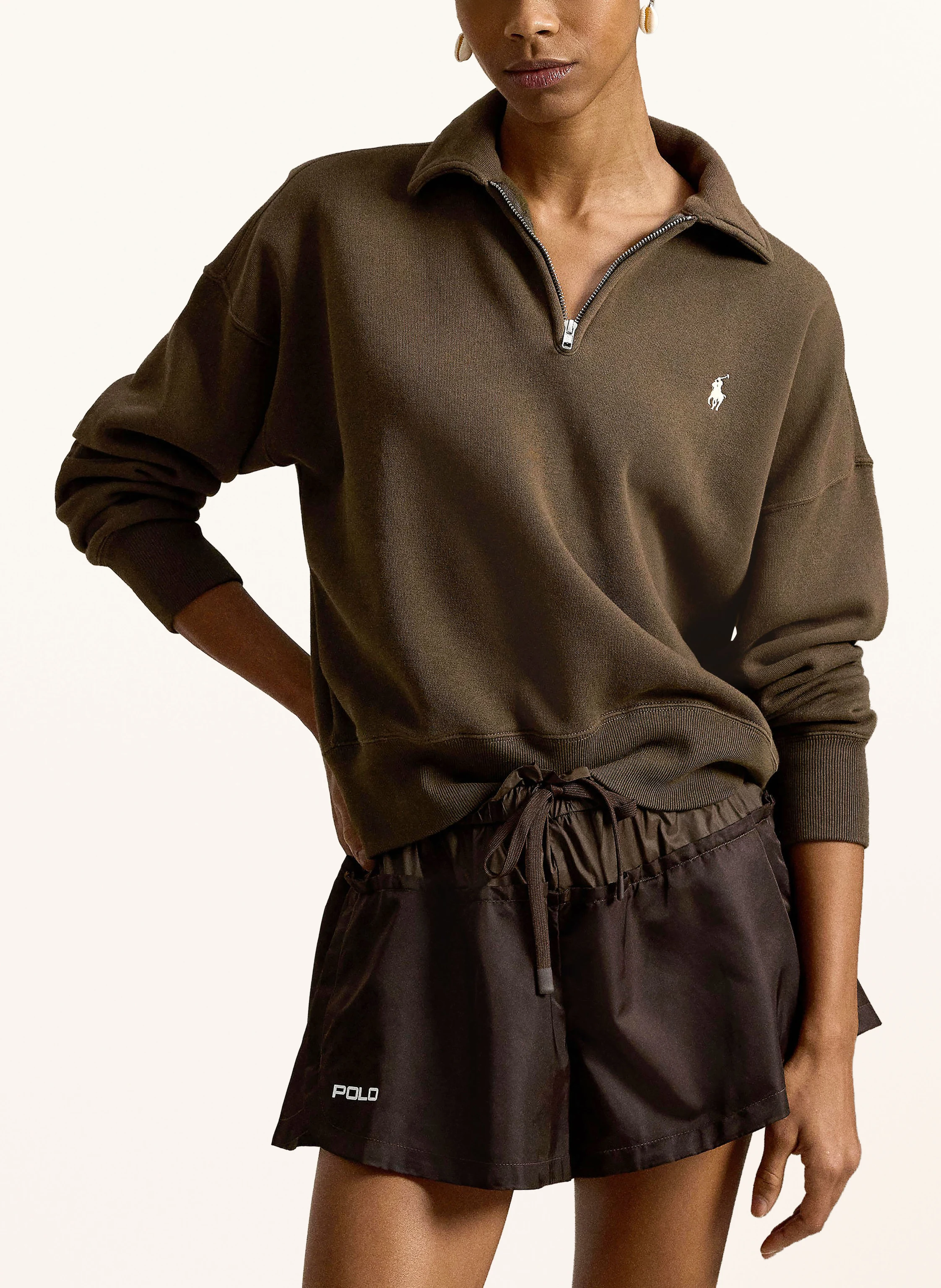 POLO RALPH LAUREN sweat troyer: DARK BROWN