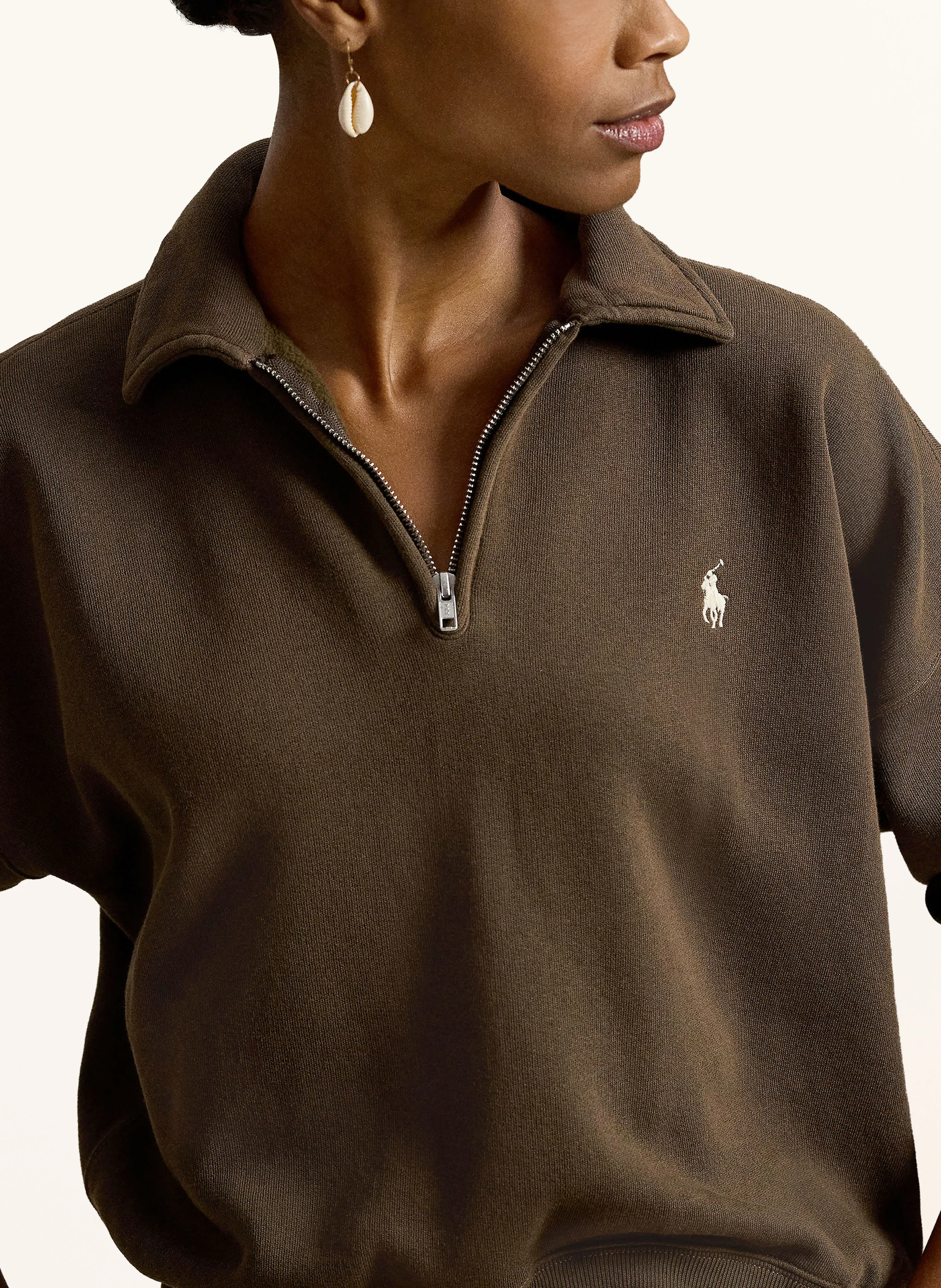 POLO RALPH LAUREN sweat troyer: DARK BROWN